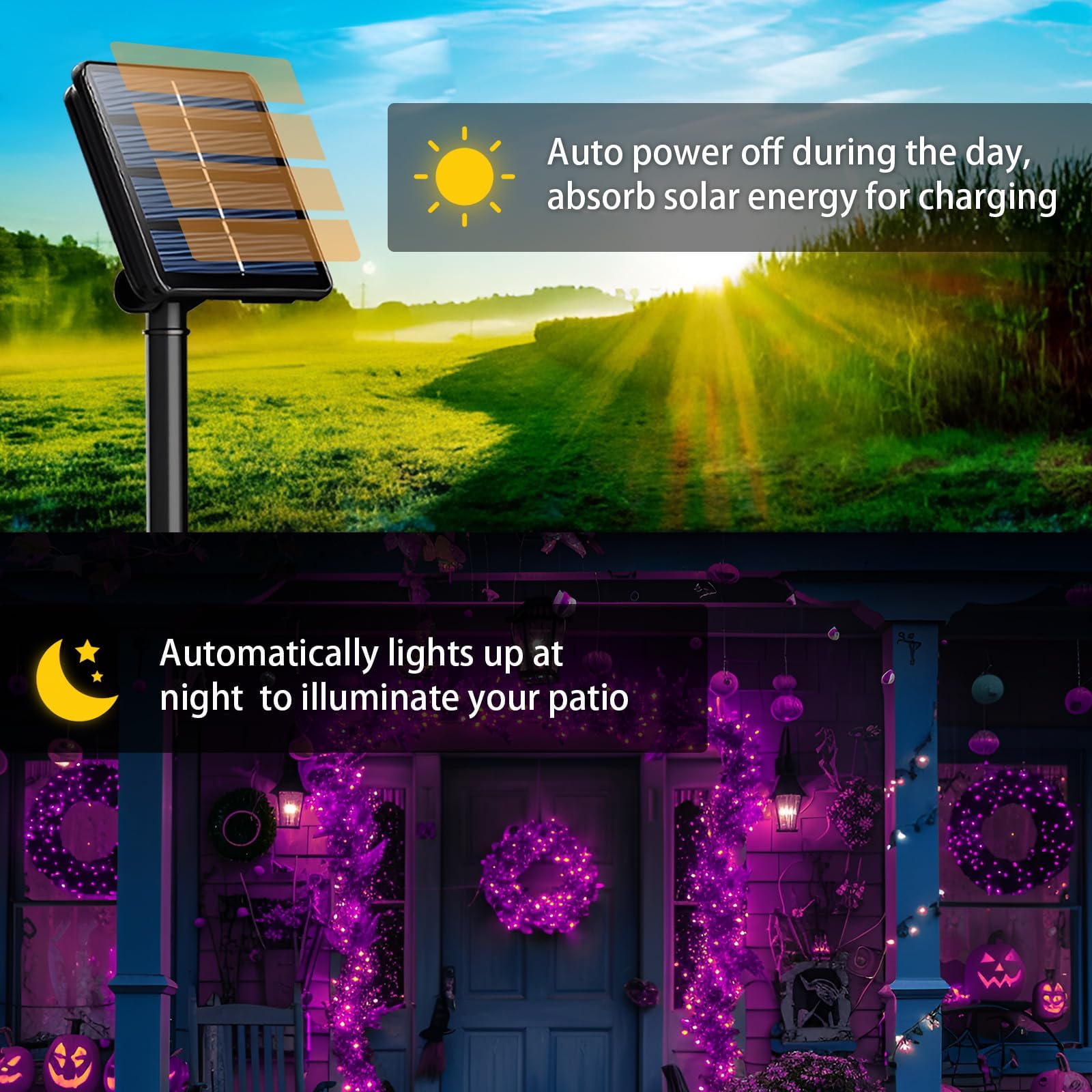 Syouhome 6-Pack Solar String Lights, 600 Led Extra-Long 236Ft Solar Halloween Lights Outdoor Waterproof, 8 Modes Led Halloween L