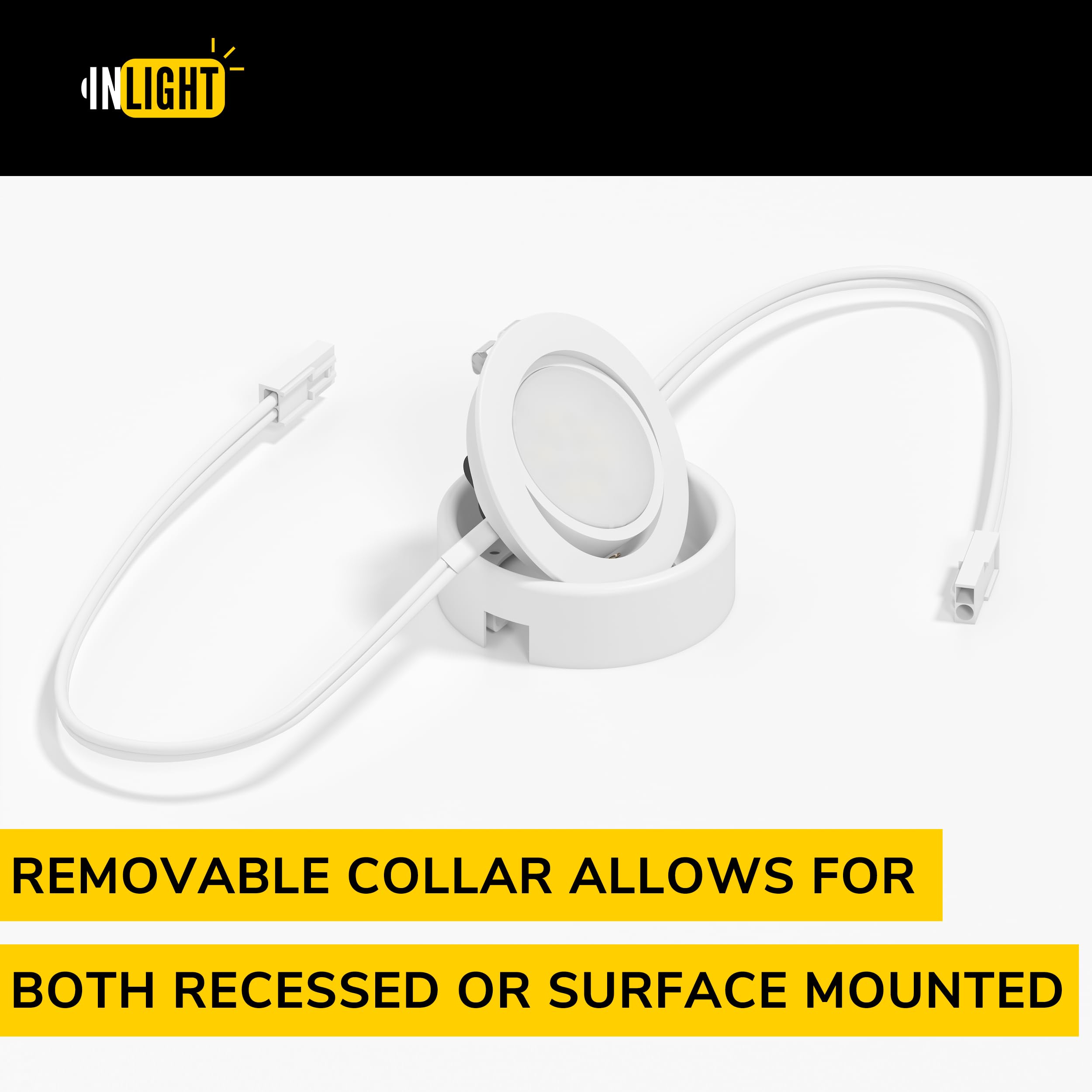 Getinlight Swivel Led Puck Lights Kit With Etl List, Recessed Or Surface Mount Design, Warm White 2700K, White Finished, (Pack Of 3), In-0107-3