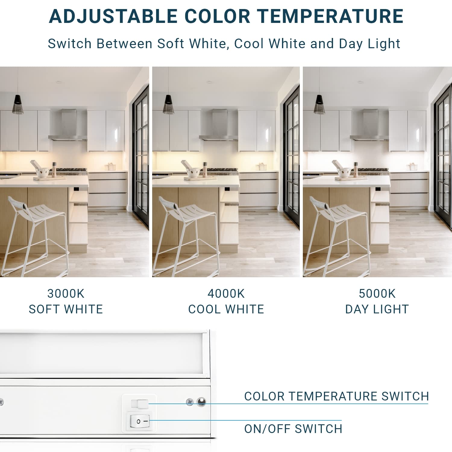 Parmida Led Swivel Under Cabinet Lighting, Hardwired Or Plug-In Installation, 42 Inch, 22W, 3Cct Color Selectable - 3000/4000K/5