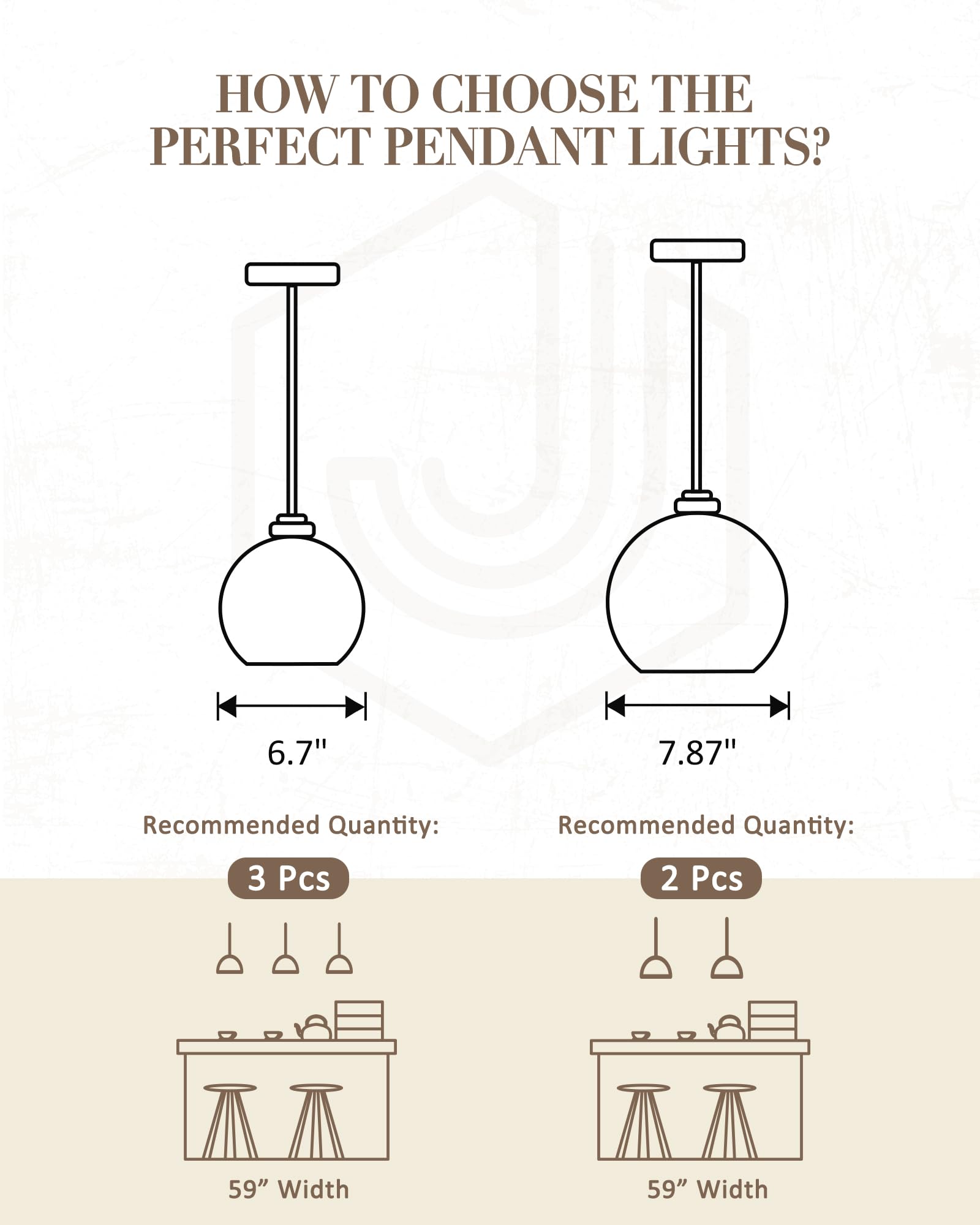 JAZAVA Matte Black Pendant Light Fixture, Mid Century Design, 6.7 inch, 2 Pack, Clear Glass, Model PL101BK-2PK