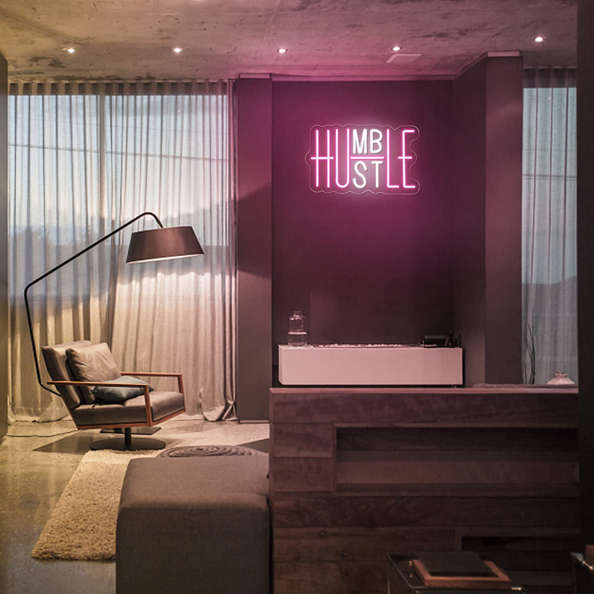 YIKBIK Hustle LED Neon Sign, USB Powered, Adjustable Brightness, Pink ...