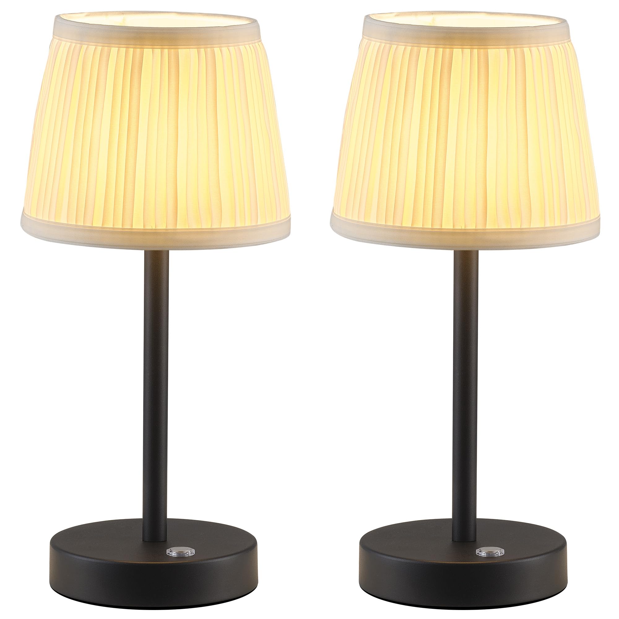 Pusu 2 Pack Cordless Led Black Table Lamps  Rechargeable 4000Mah 3 Way Dimmable Bedside Small Lamp With Fabric Shade  Lighting For Bedroom  Kids Room  Bathroom  Kitchen  Decor  Gift  Night Light