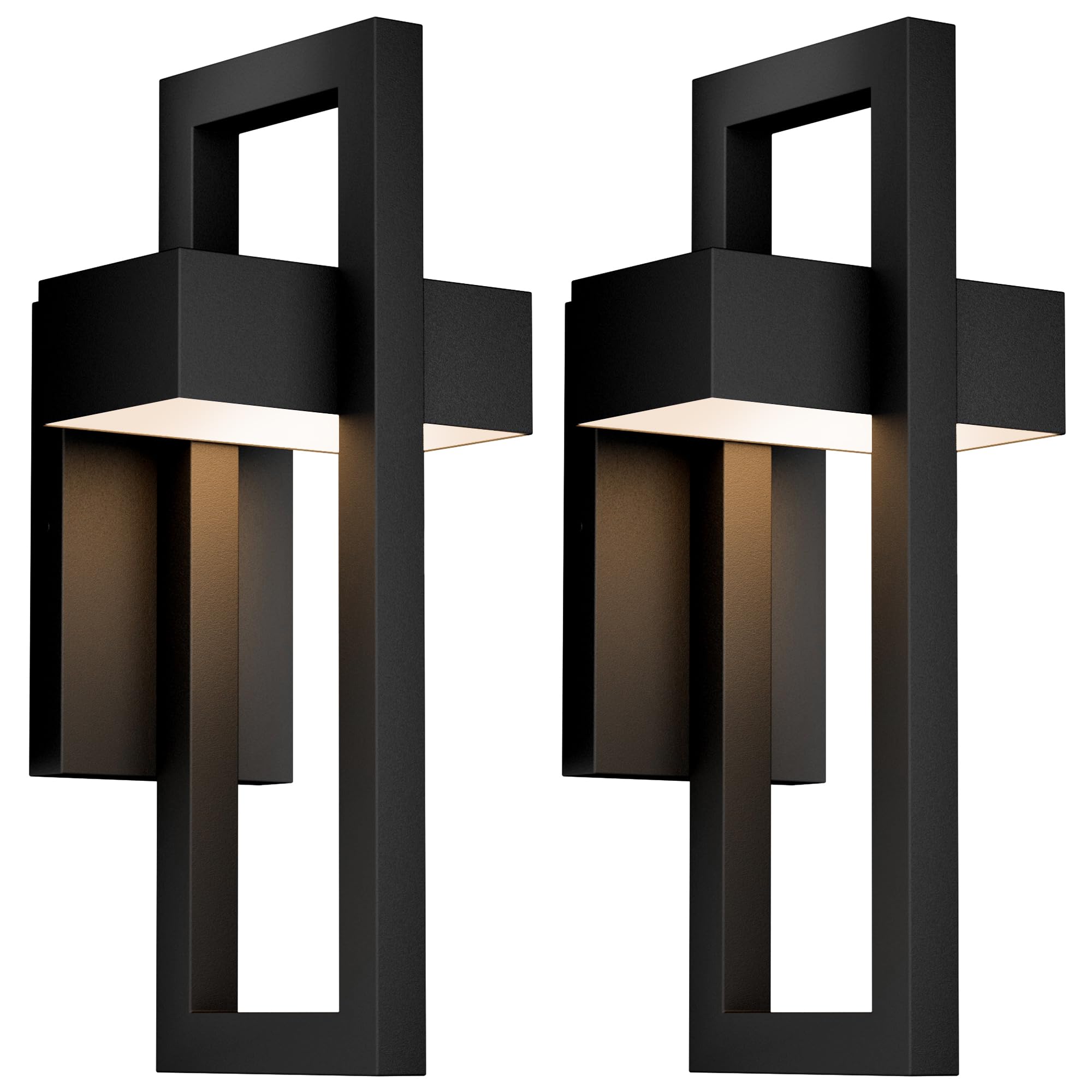 Lamqee Modern Outdoor Wall Lights - 3000K Led Sconces, Matte Black, 2 Packs For Porch & Garage