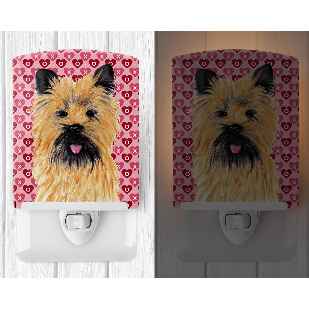 Carolines Treasures Ceramic Night Light, Cairn Terrier Hearts, UL-Certified, 6x4x3in, Multicolor, Model SC9264CNL