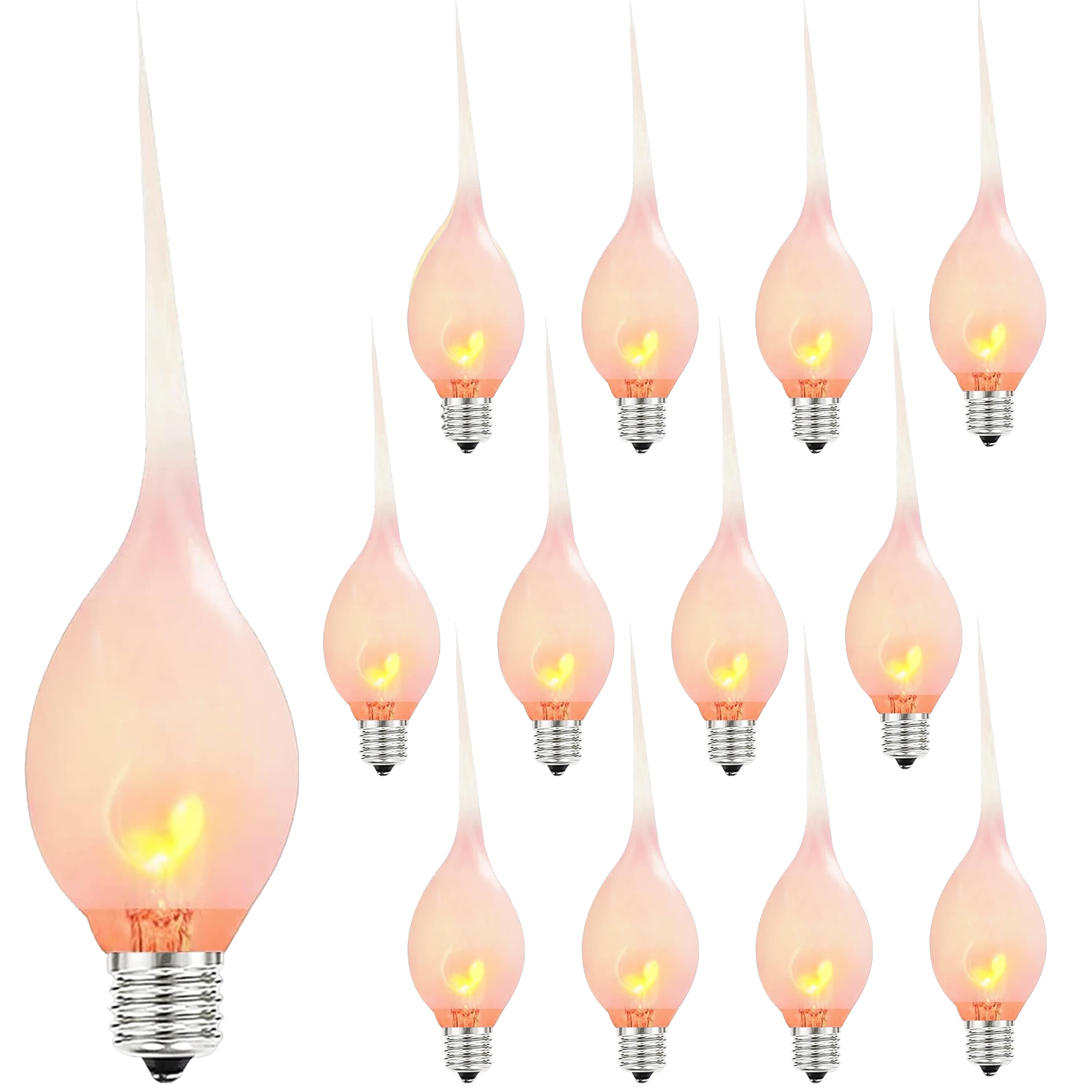 Sunsgne Silicone Dipped Flickering Flame Candle Light Bulbs, 1 Watt Christmas Decorative Replacement Bulbs For Chandelier Electr