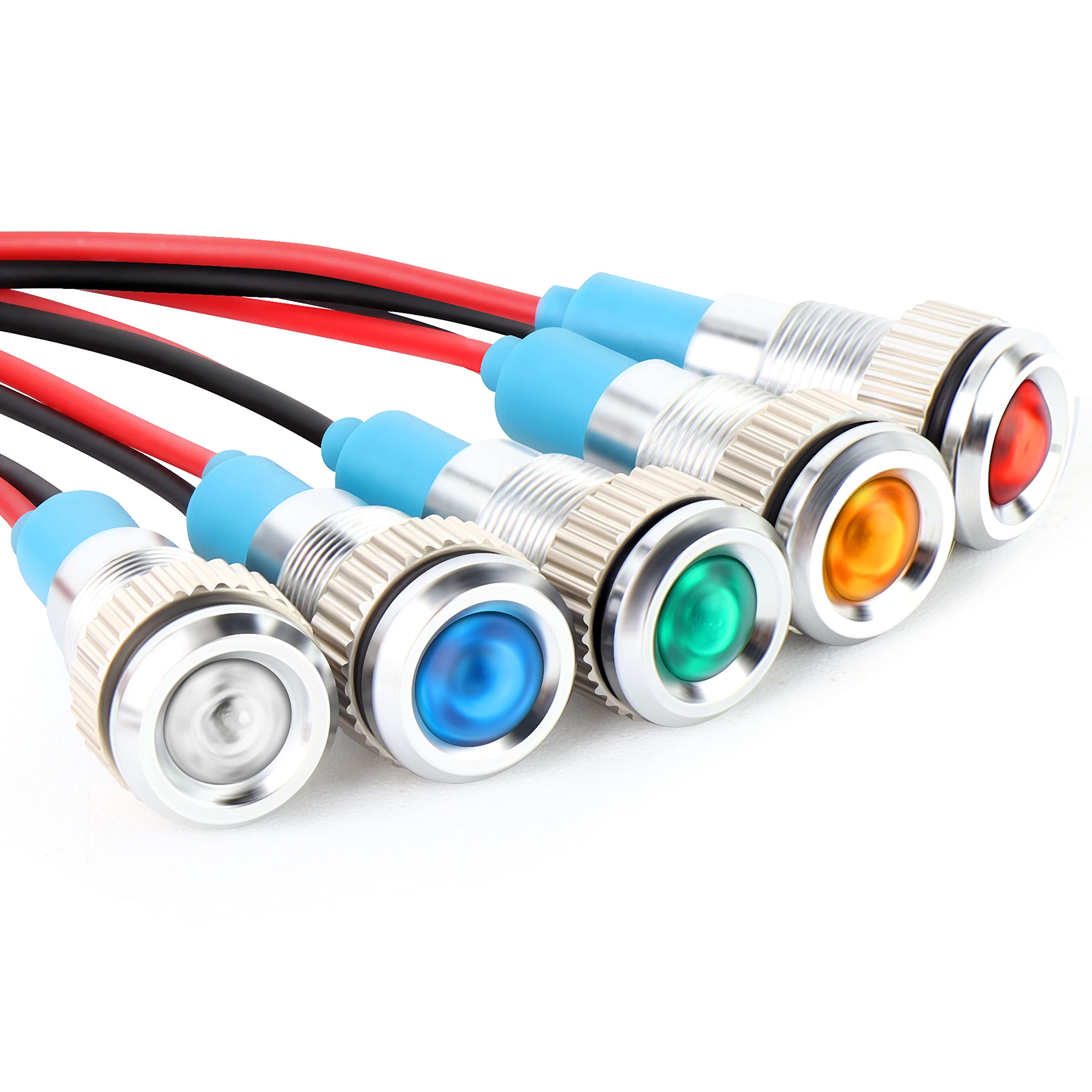 Gasher 12V/24V/110V 20Ma Energy Saving Indicator Light Mounting Hole Size 8Mm(5/16Inch) Green Yellow Red Blue White (110V) 5 Pcs