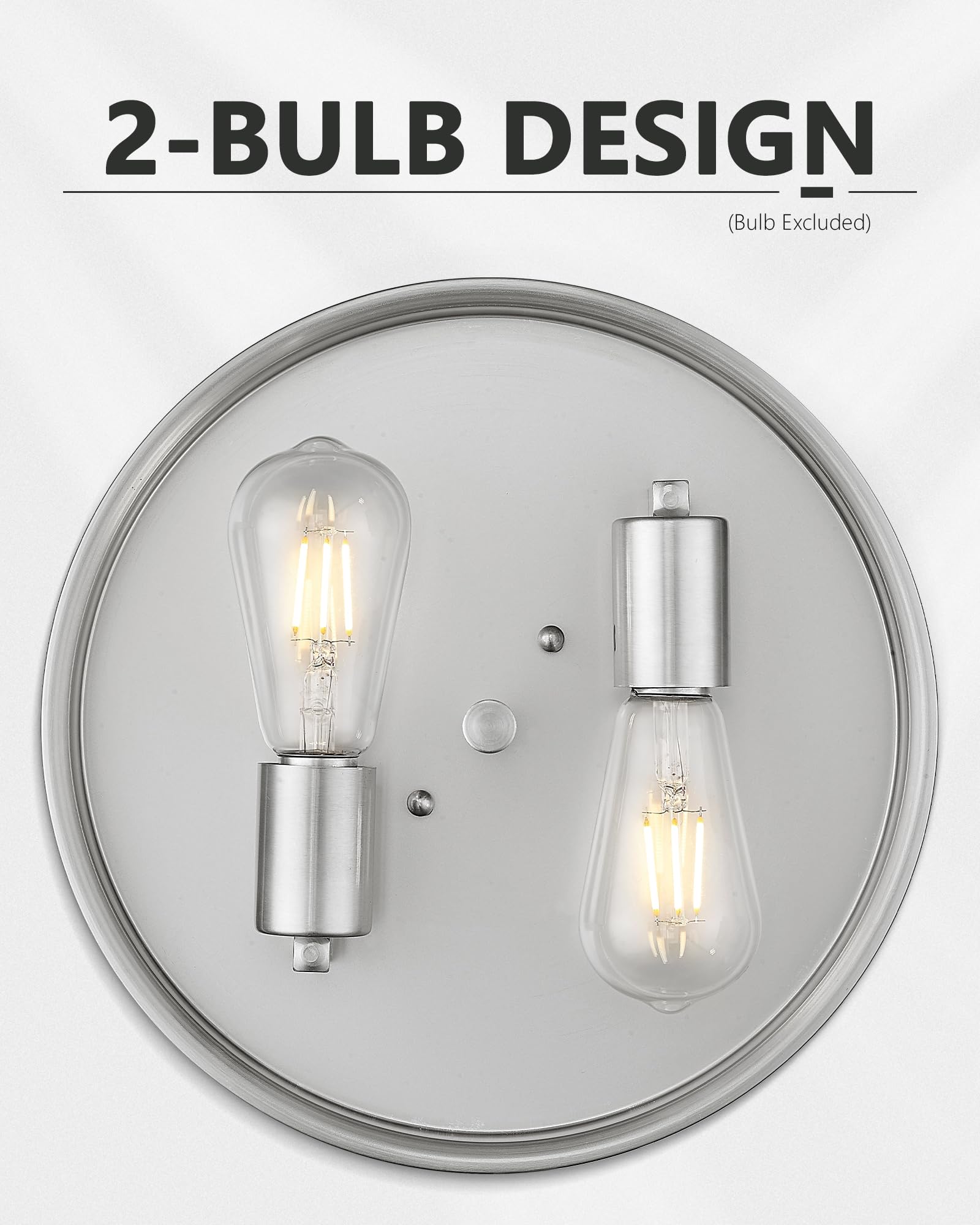 Modern Flush Mount Ceiling Light, Hwh 2-Light 12 Inch Brushed Nickel Close To Ceiling Light Fixtures With Water Ripple Hammered