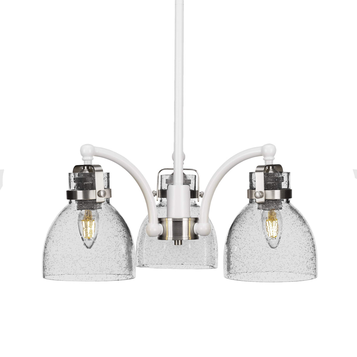 Toltec Lighting Easton 3 Light Chandelier in White & Brushed Nickel (1943-WHBN-4110)