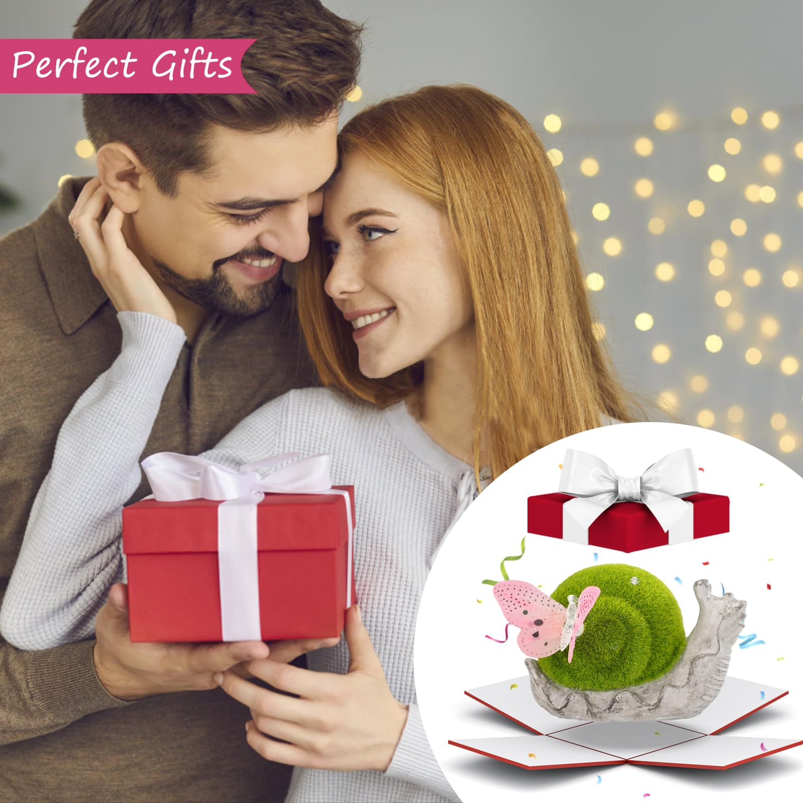 Vasesun Solar Snail Garden Statue Lights For Outdoor Decor Flocking With Led Figurine Lighting Resin Slug Flocked Decorations Fo