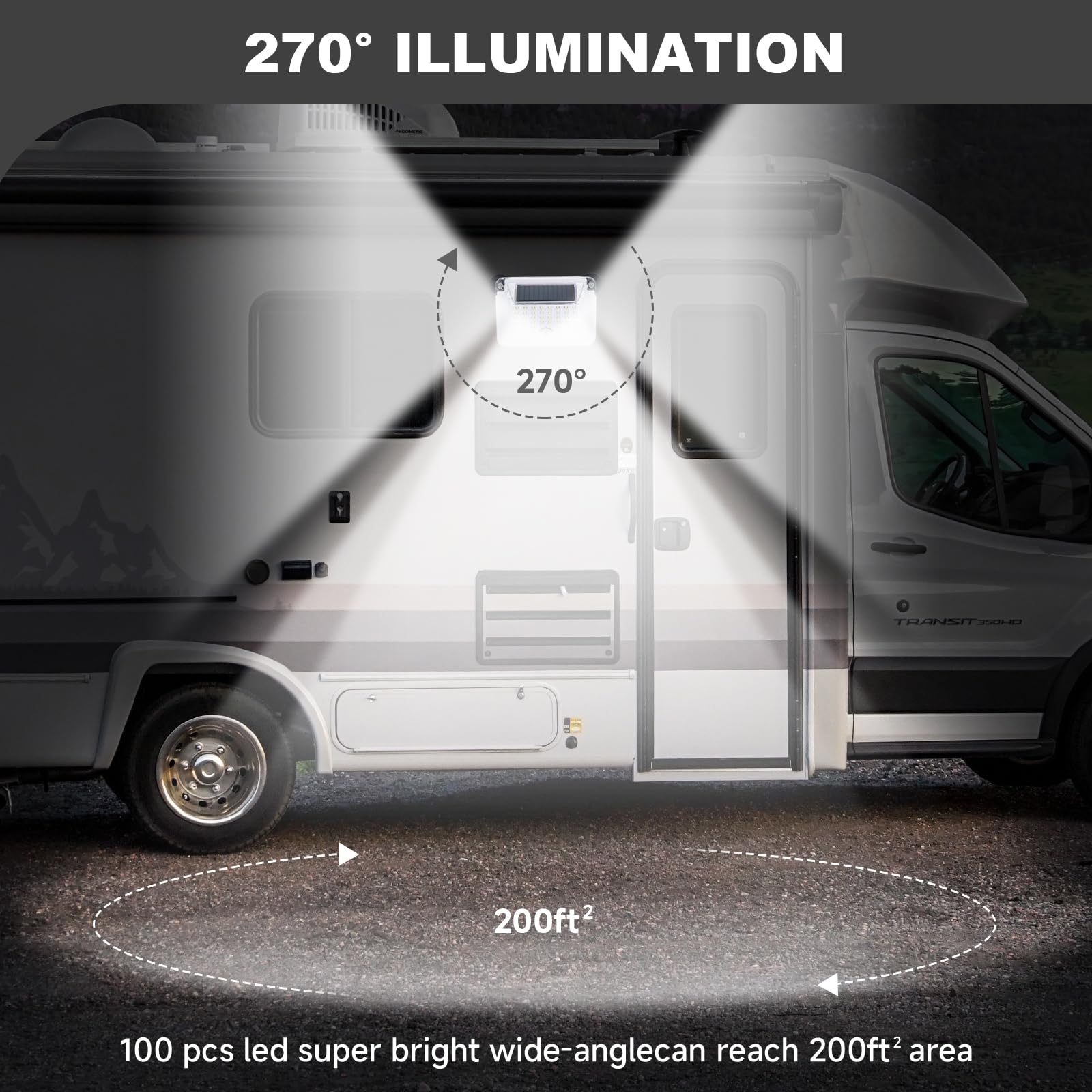 EJYTRVT Magnetic RV Solar Lights with Motion Sensor, White, 2 Pack, for Camper, Trailer, Truck