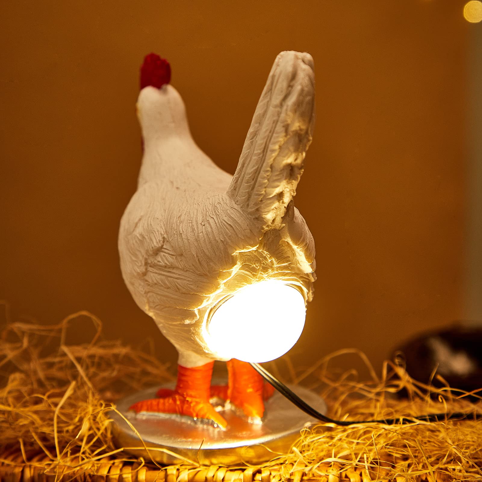 Oriamde Chicken Egg Lamp Funny Lifelike Resin Night Light - The Chicken Lays A Glowing Egg Gift Home Decoration (Bronze)