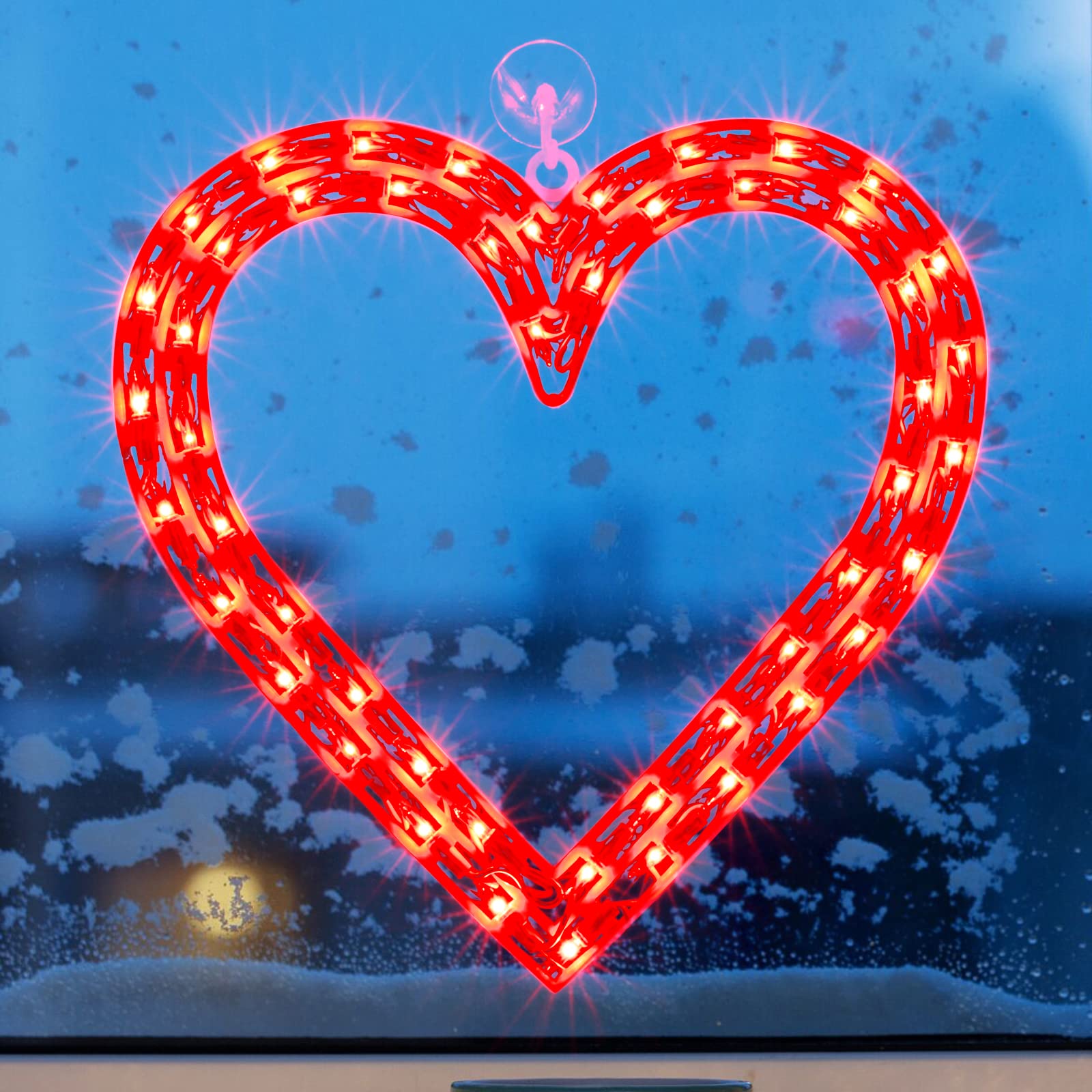 LAMPHOME 50L Heart String Lights - Red Polycarbonate Valentine's Decor, Model LX2347