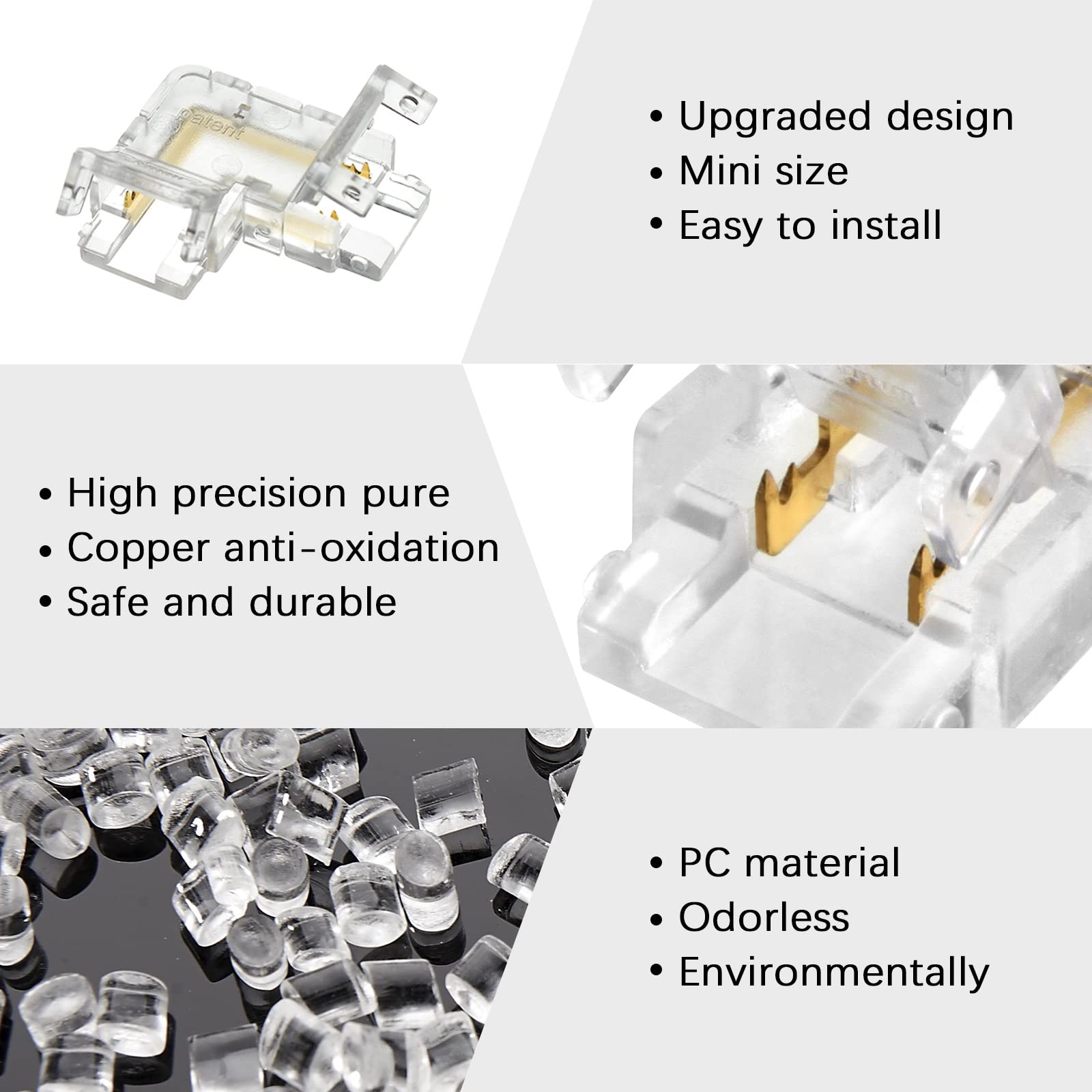 Rgbzone 12Pcs 2Pin L-Shaped Cob Led Connectors 8Mm Strip To Strip Solderless Corner Connector For 2Pin 8Mm Cob Led Strip Lights