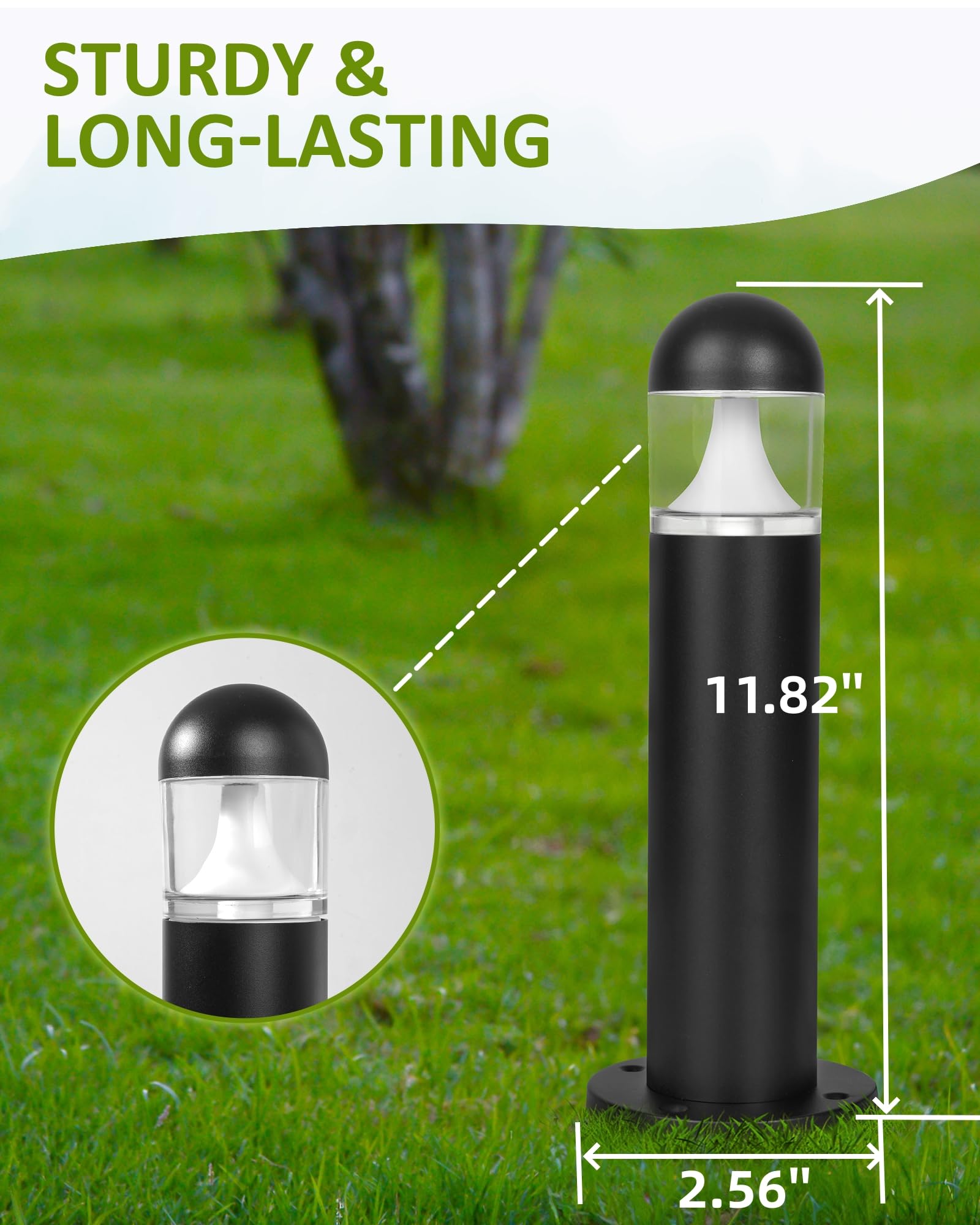 MOON-DE-AGE 2 Pack Low Voltage Landscape Pathway Lights, 12V LED IP67 Waterproof, Warm White Outdoor Driveway Lighting, Classic Black