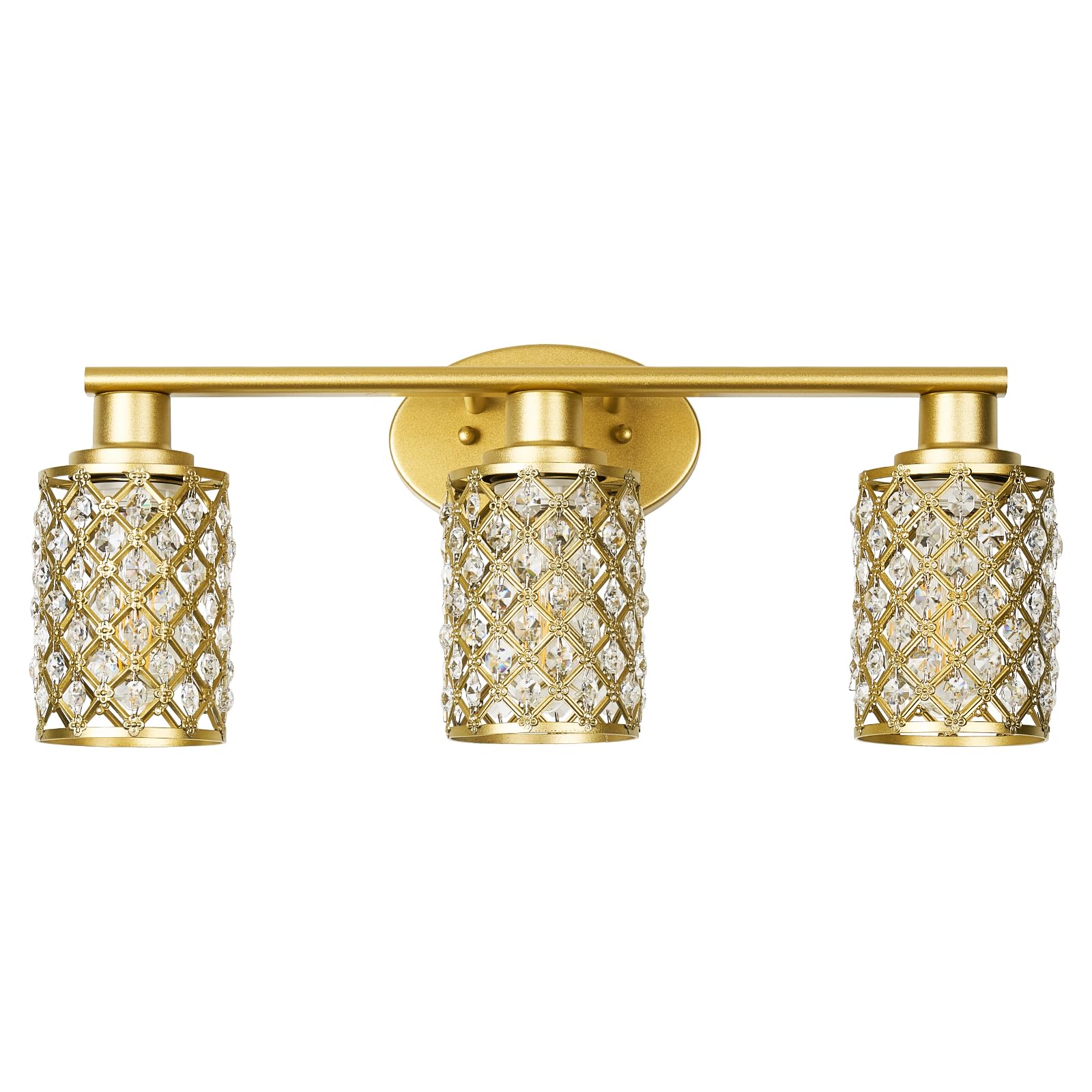 Niloah 3 Light Gold Vanity Light Fixtures, Modern Farmhouse Vanity Light, Bathroom Lights Over Mirror,Crystal Vanity Lighting Fixtures For Bathroom,Powder Room