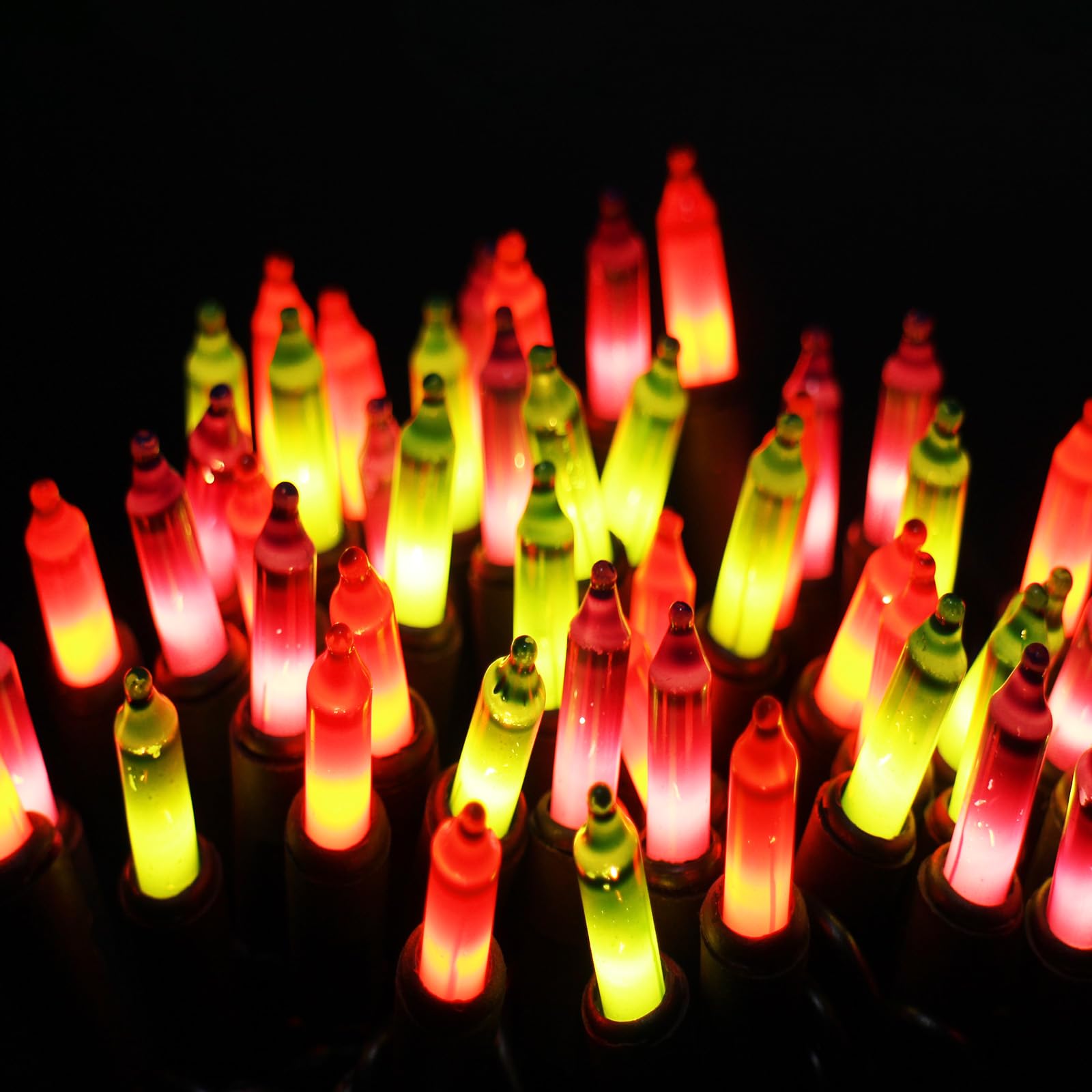 FESTIA String Lights - 100 Count Mini Incandescent, 26.5ft Black Wire, UL Listed, Purple Orange Green, Connectable up to 125ft