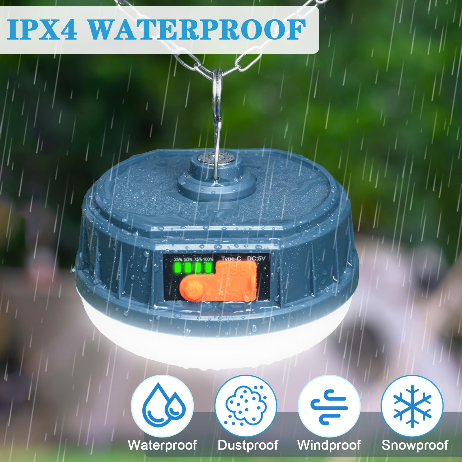 2PCS LED Flashlinght Hanging Camping Lantern Rechargeable Lamp Essentials, 200W Outdoor Camping Tent Lights for Camper Decor, 40