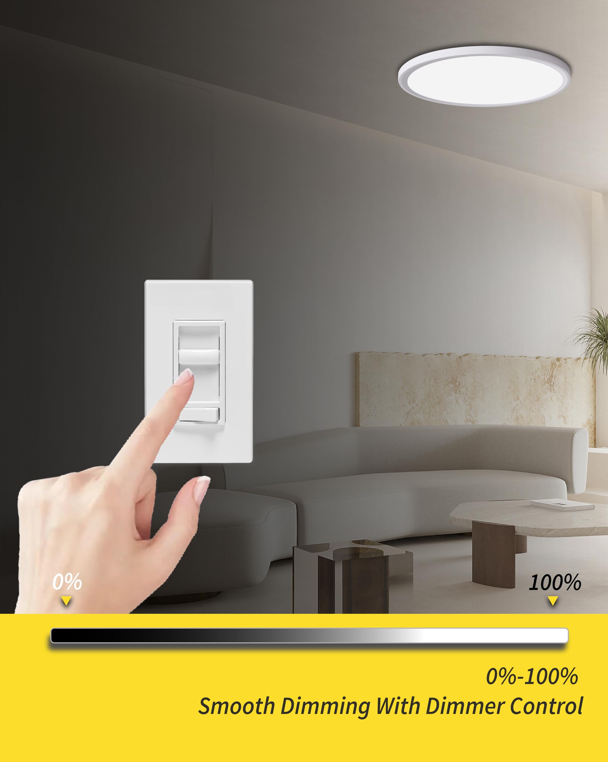 Bright Future Lighting Dimmable LED Flush Mount Ceiling Light 12 Inch 24W 5CCT Selectable White (4 Pack)