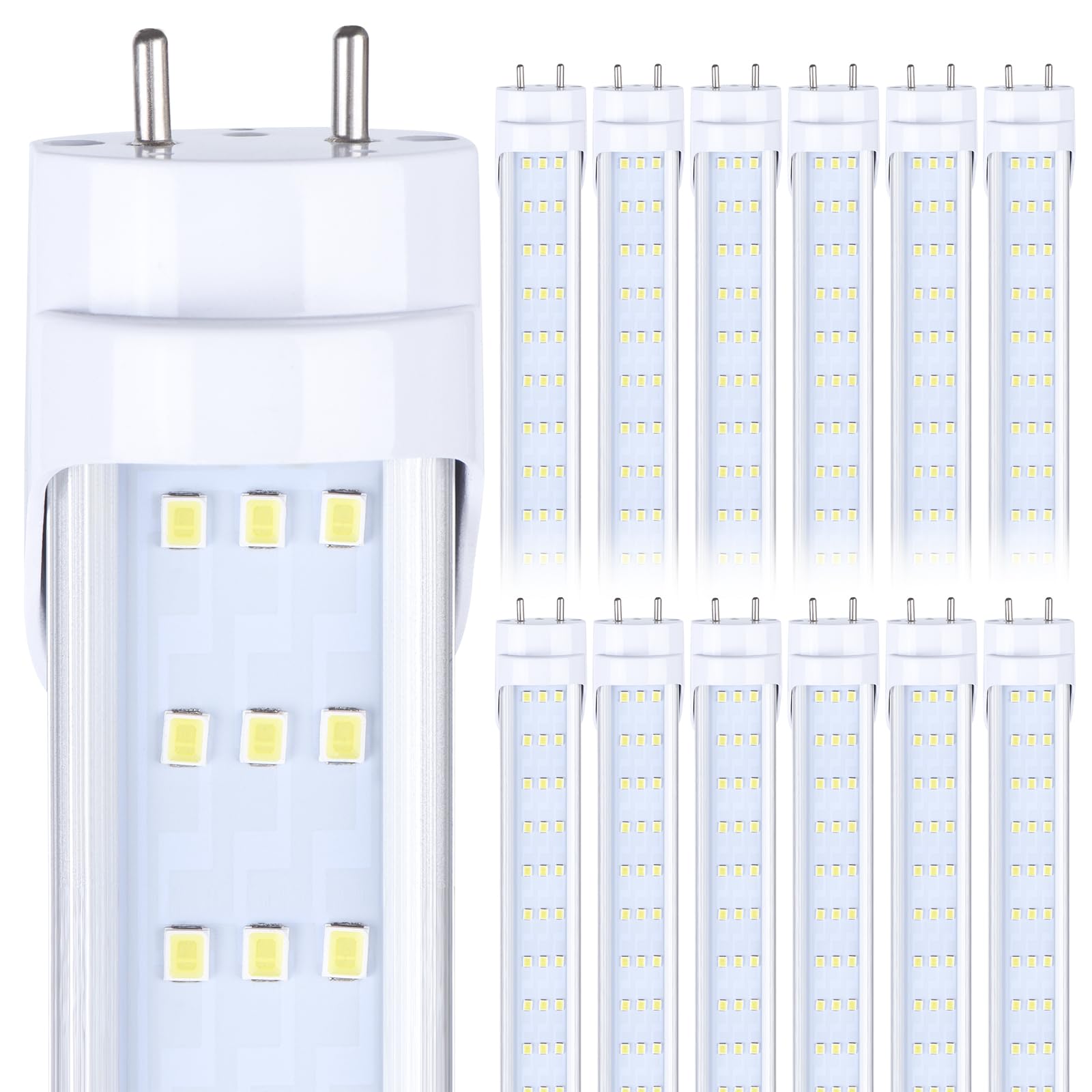 12 Pack, 4Ft Led T8 Type A+B Tube Lights, 28W(80W Equivalent), 4000Lm, 6000K, Clear Cover, Single Or Double End Powered, Plug An