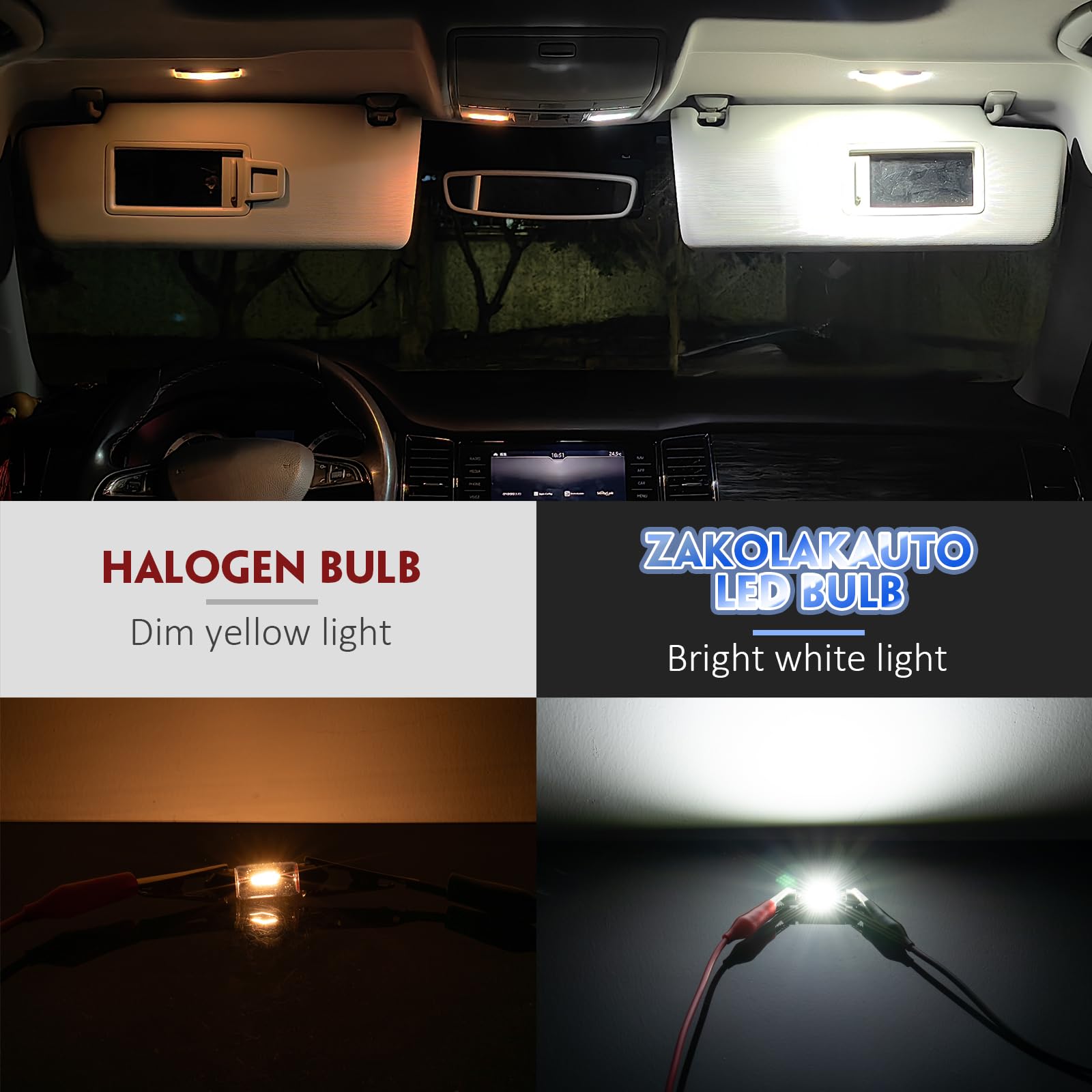 Zakolak Auto 6Pcs 578 211-2 212-2 Led Dome Light Bulbs, Extremely Bright 41Mm 42Mm 569 6411 1.61Inch Led Interior Car Festoon Bu
