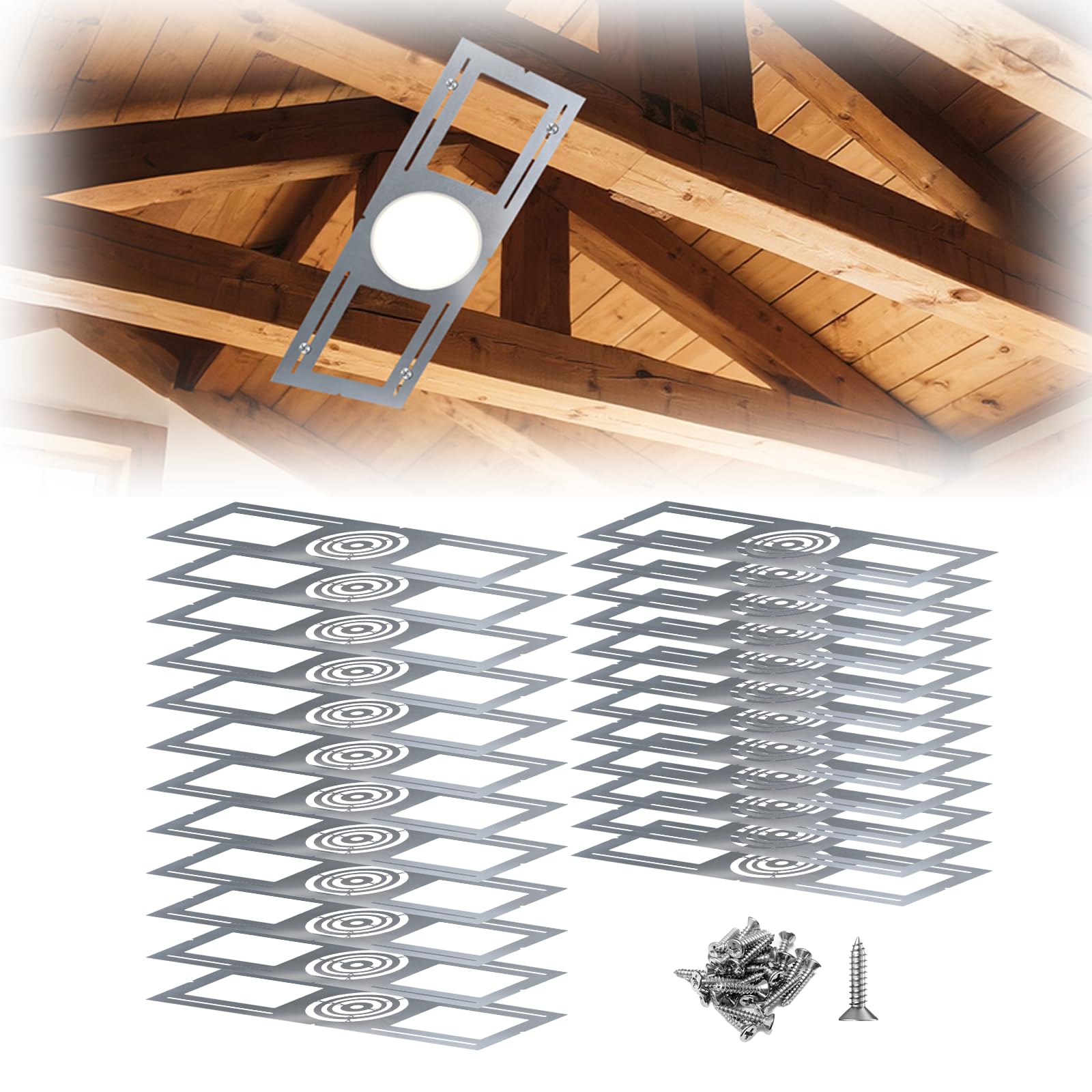 24 Pack New Construction Mounting Plate for Recessed Wafer LED Lights  3/4/6inch Rough in Plate Template for Ceiling Light Fixture  26inch Steel Housing Bracket  Easy Install