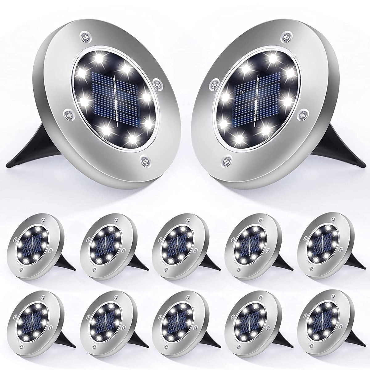 Aogist Solar Ground Lights 12 Packs, 8 Led Solar Garden Lights, Outdoor Solar Disk Lights, In-Ground Outdoor Landscape Lights Fo