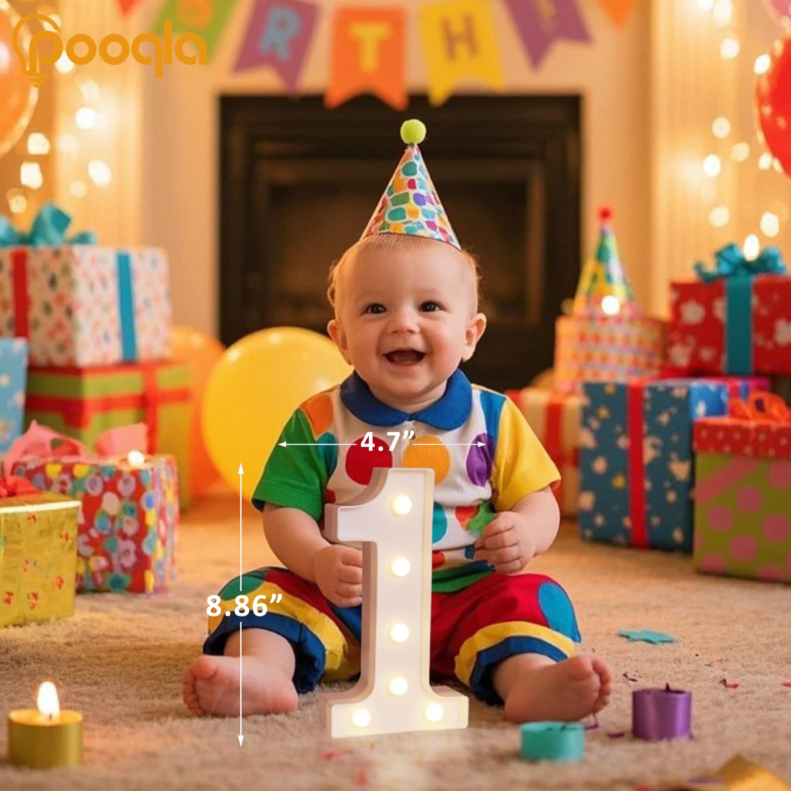 Pooqla Colorful Light Up Numbers  35 Colors Led Marquee Number Lights For 1St Birthday Decorations With Remote  Rgb Lighted Numbers Gift For Girls Boys For Party  Night Light  Room Decor  Number 1