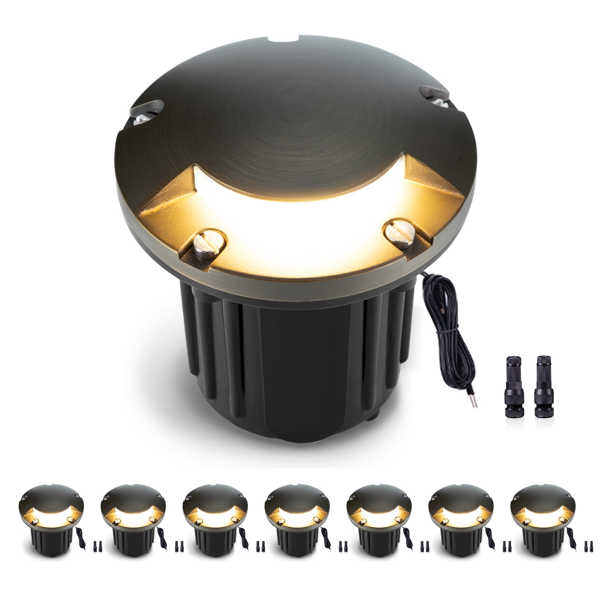 Gardenreet MR16 Well Light - Solid Brass Low Voltage Weatherproof Replaceable Bulb Inground Lighting, LED 12V Electric Fixture, 