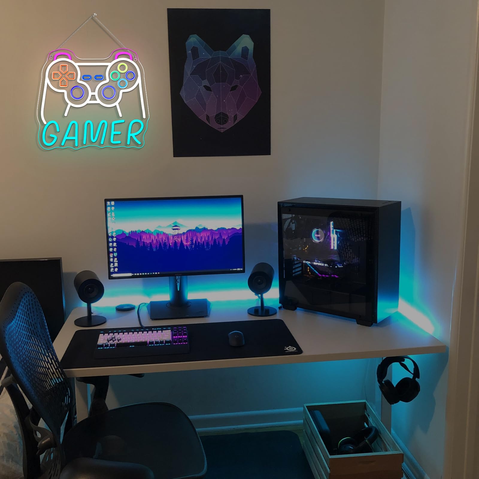 Horseneon Gamer Neon Sign Led Lights Wall Decor For Gaming Rooms Neon Signs  Esports Setups & Gamer Caves  Usb-Powered With Adjustable Brightness  Retro Arcade Lighting