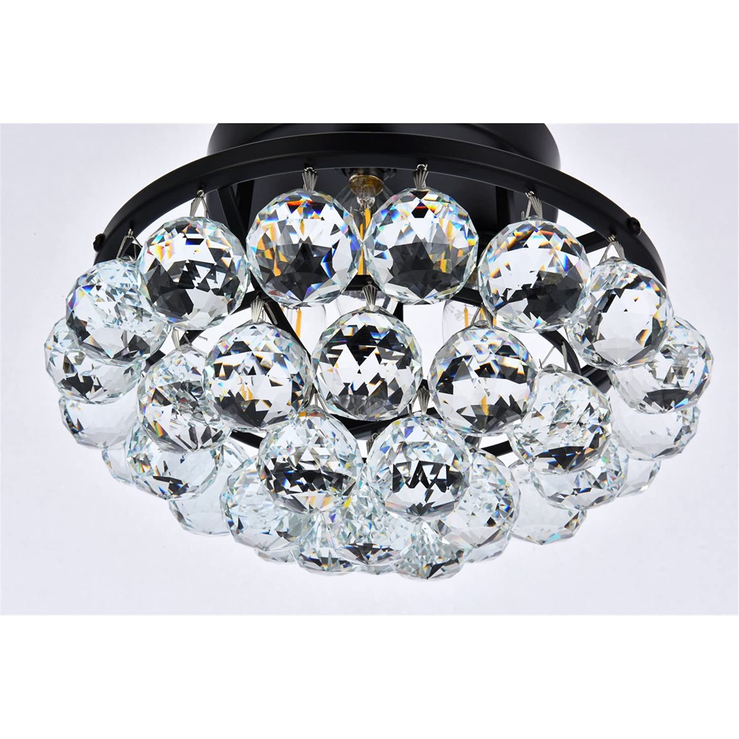 Elegant Lighting Black Crystal Flush Mount, 10&quot; Iron Design, Stylish Home Illumination