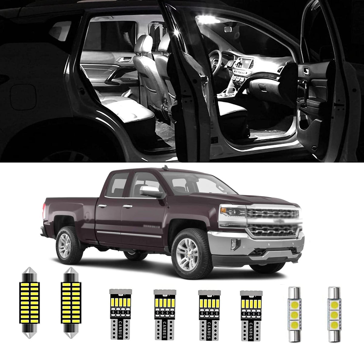 Chevy Led Light AWALITED 12pcs Chevy Silverado Interior LED Lights Kit Super Bright LED ...
