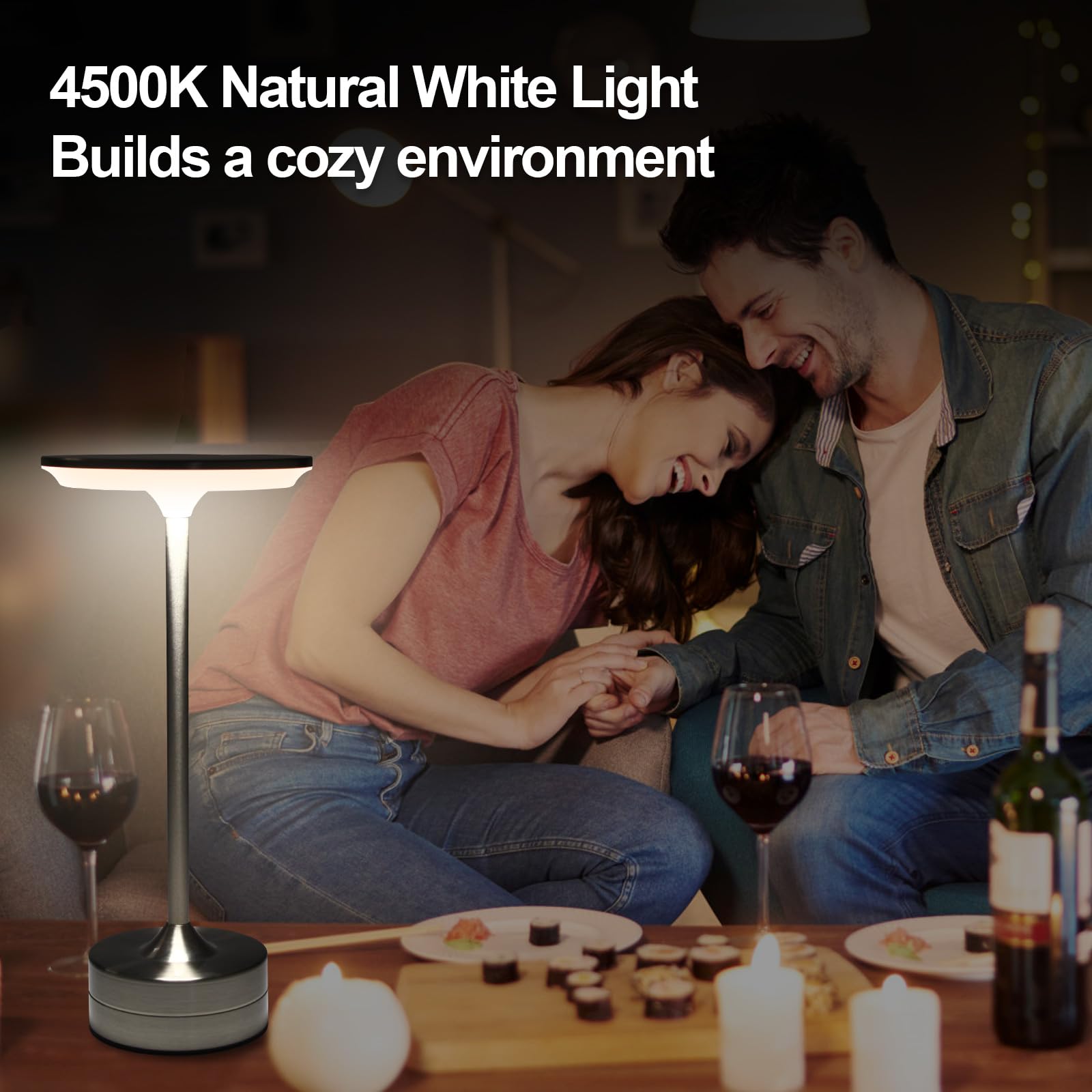 ShangKyun 2Pack Cordless LED Desk Lamp - 6000mAh Rechargeable, Touch Control, Silver - 48 Hours Usage for Indoor & Outdoor Lighting