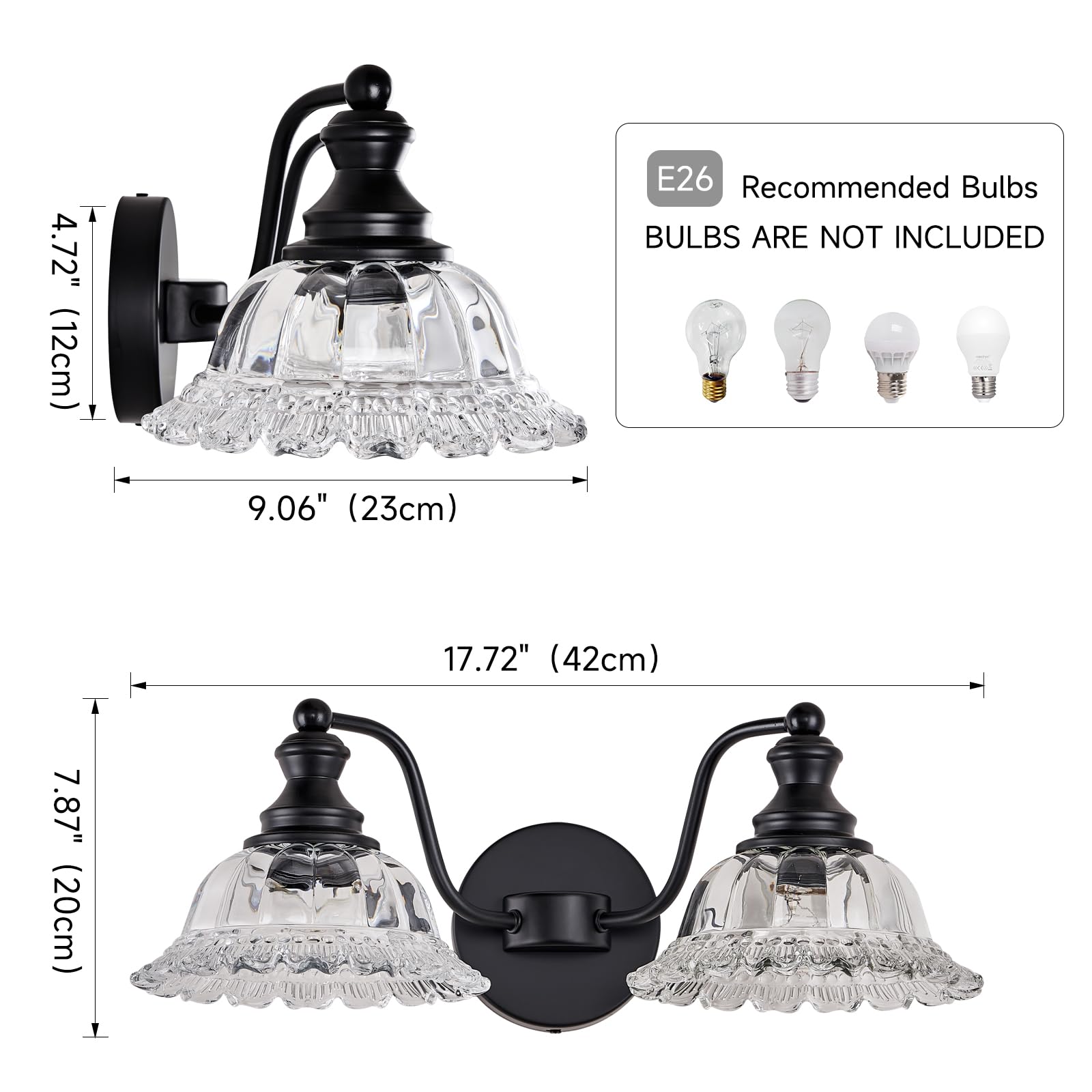 Xiedun Farmhouse Bathroom Light Fixtures Black Vanity Lights For Bathroom 2 Light Vanity Light Fixtures