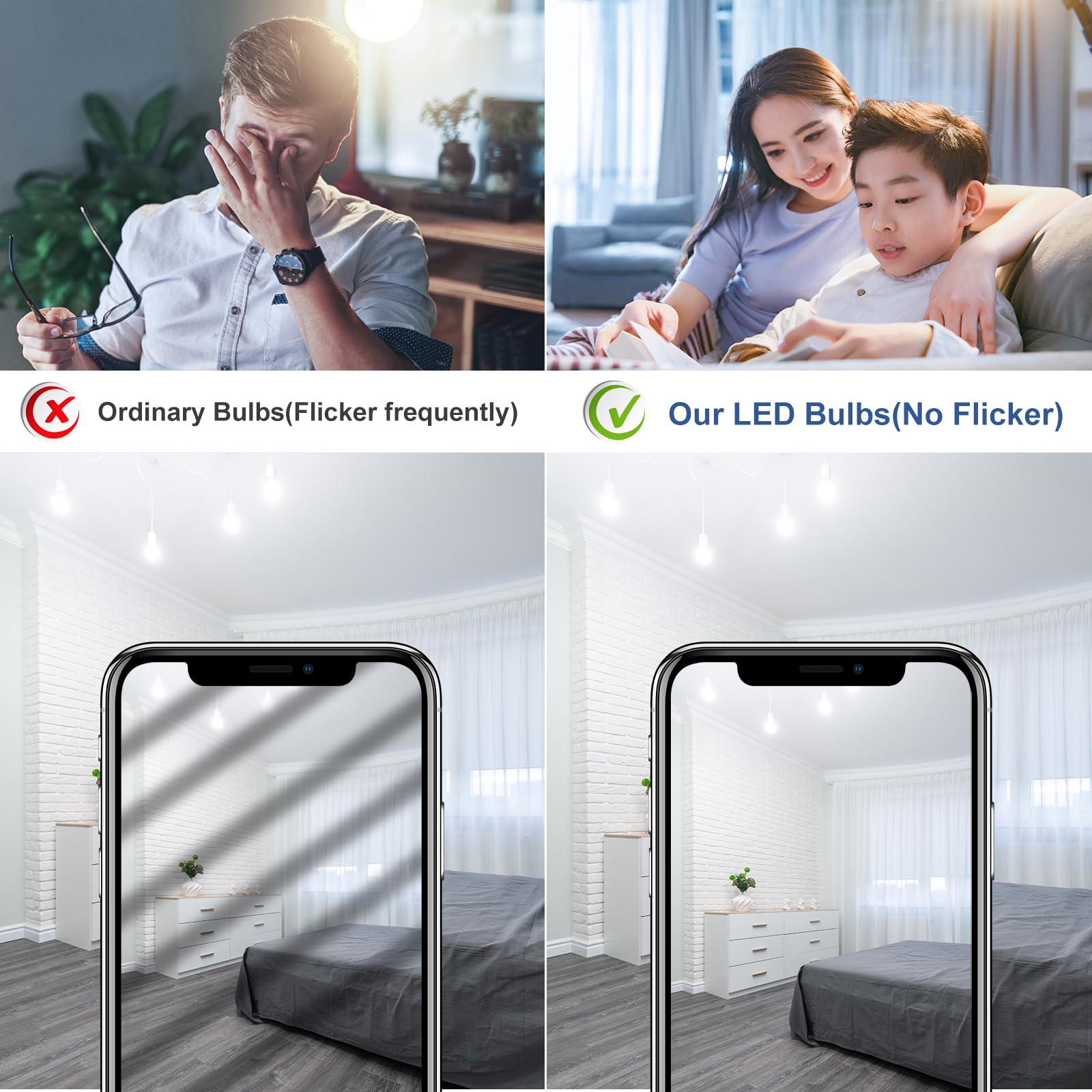 Morninglight A15 Light Bulb Daylight 60 Watt Equivalent, E26 Small Light Bulb Daylight 5000K, Dimmable 6.5 Watt Led Bulb For Cei
