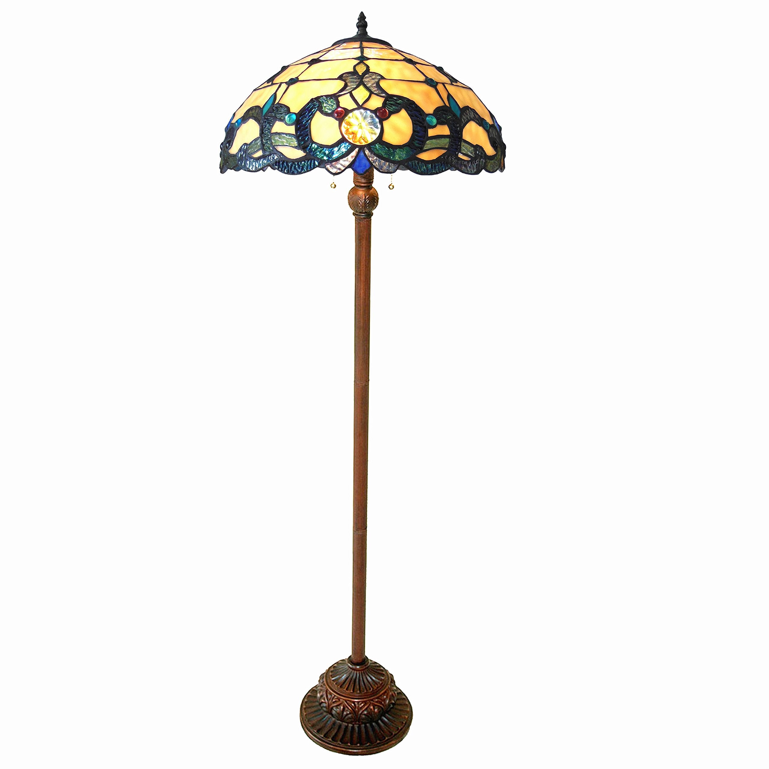 Chloe CH18043IV18-FL2 2 Light Victorian 18&quot; Shade Doutzen Tiffany-Style Floor Lamp, 63 x 18 x 18 x Inch, Multicolor