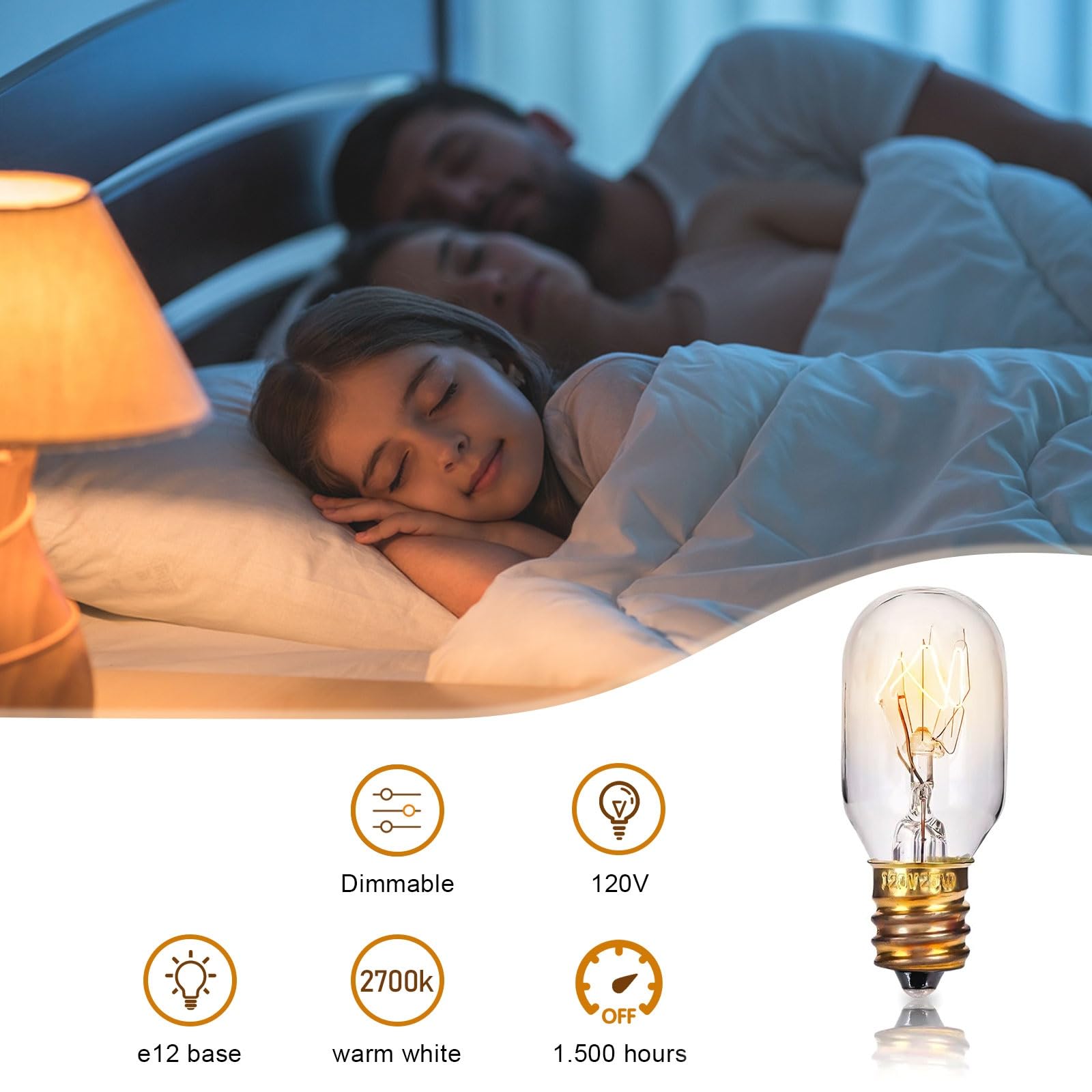 Moflekja Himalayan Salt Lamp Bulbs, T20 25W Original Replacement Long Lasting Incandescent Candelabra Light Bulbs E12 Socket, 12