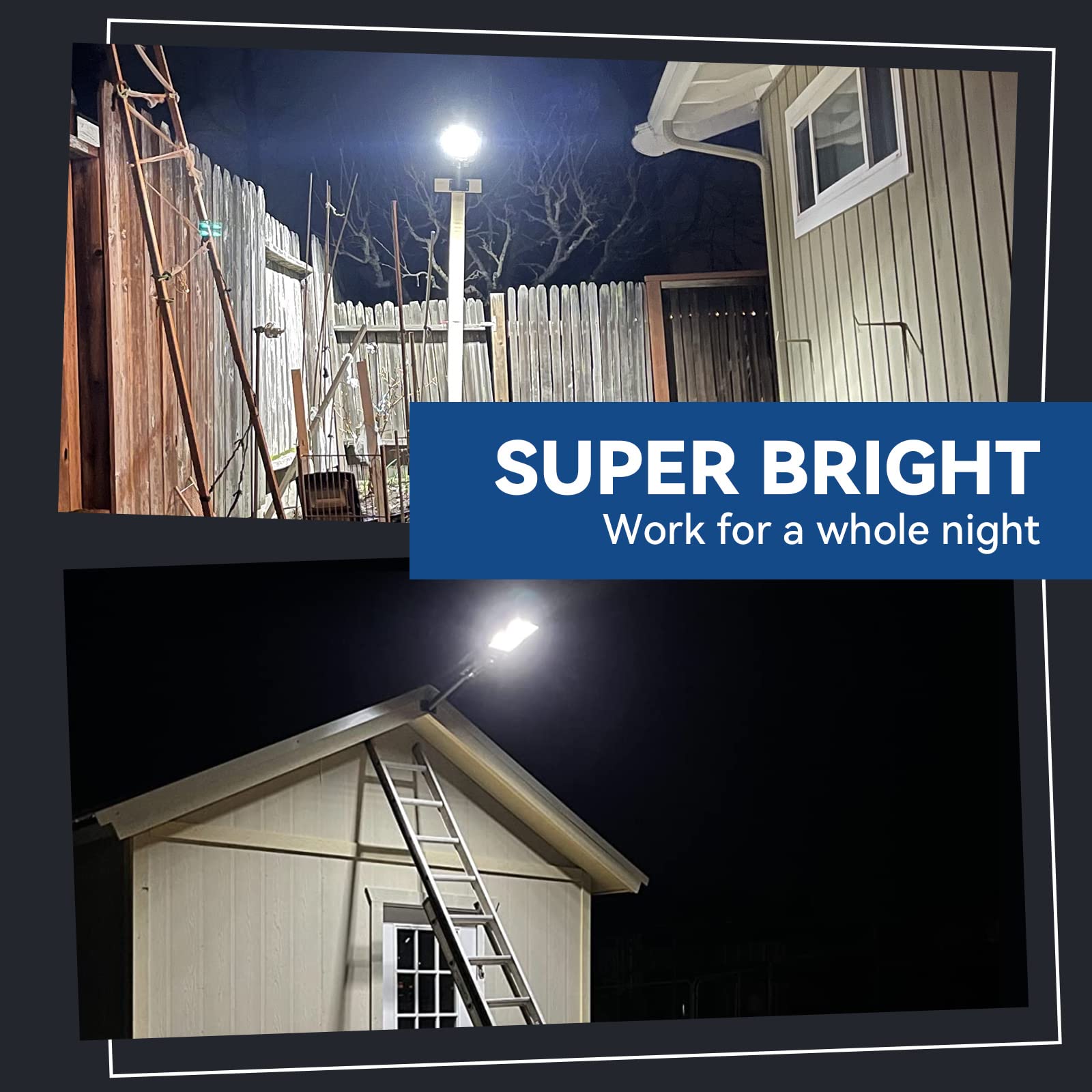 Langy 9000 Lumens Led Solar Street Lights, 2 Pack, Dusk To Dawn, Remote, Cold White, 90