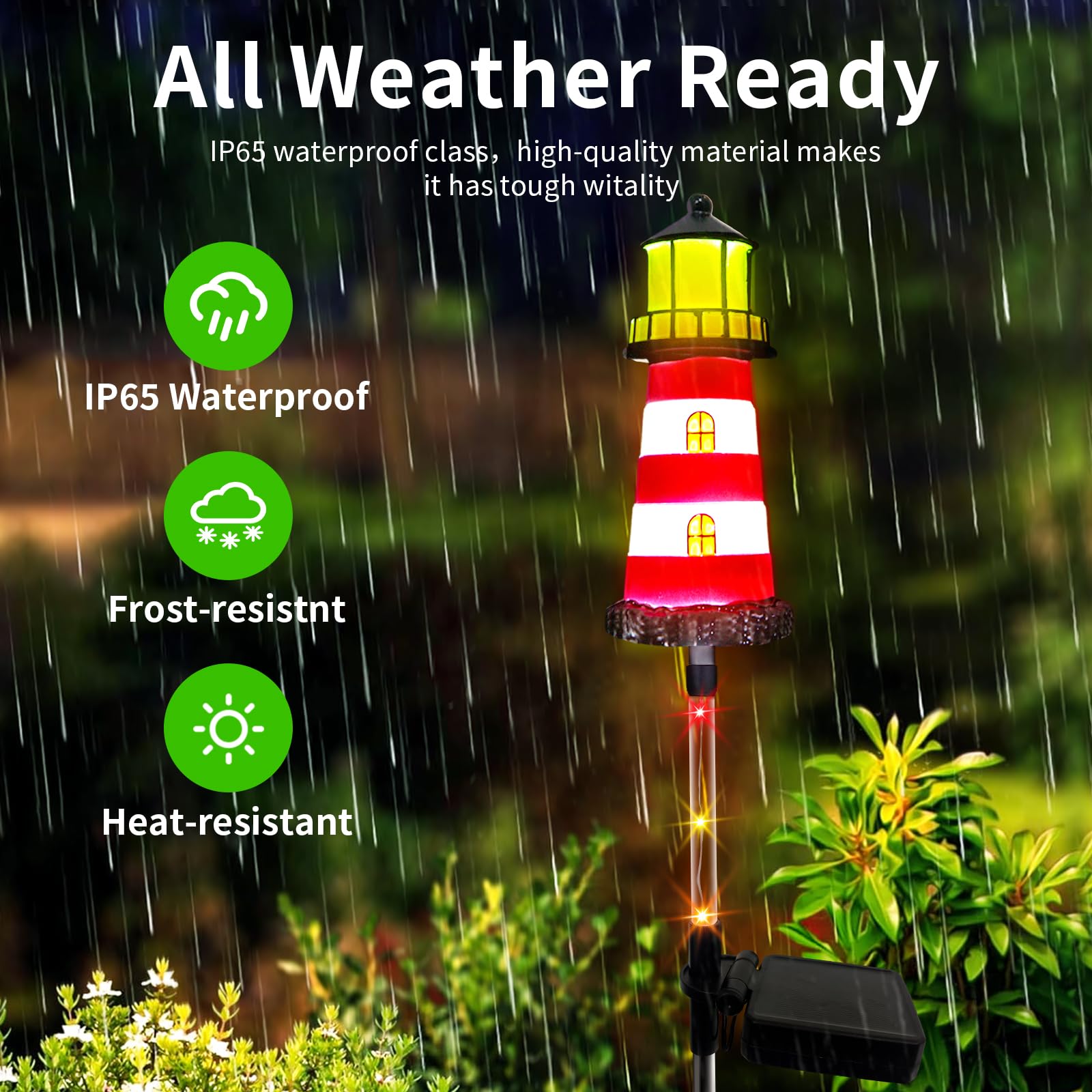 Beidoulu Lighthouse Outdoor Solar Light,4Packs Outdoor Waterproof, Solar Trail Lights Decor Your Garden, Flower Beds, Patio Ligh