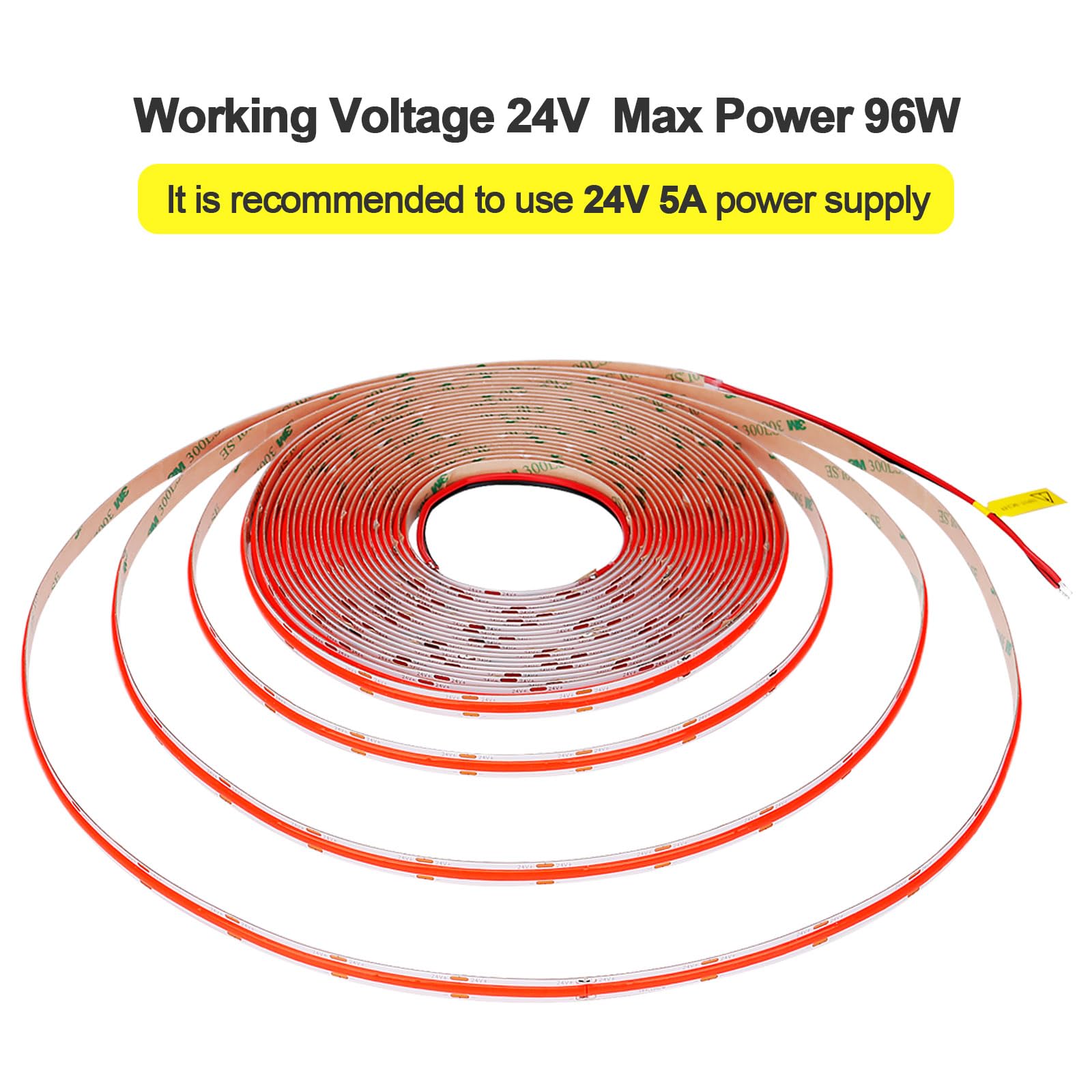 Kxzm 32.8Ft/10M 24V Red Cob Led Strip Light 3840Leds Uniform Glow Dotless Ip20 Not Waterproof Flexible Led Tape Lights For Diy C