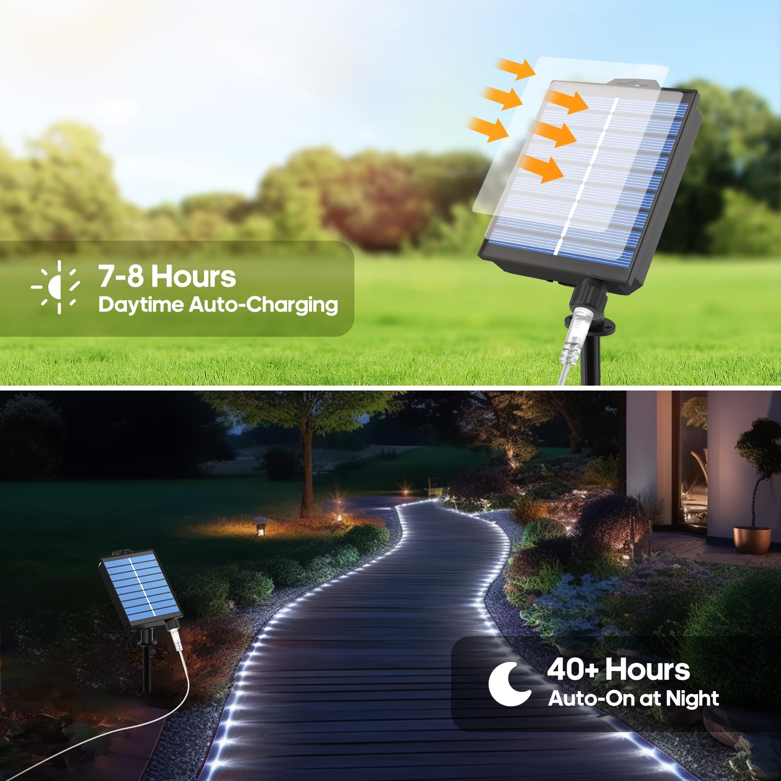 Icrgb Solar Lights Outdoor, 66Ft 200 Led Solar Rope Lights With Remote, 1800Mah Battery, 19 Modes And Timer, Ip67 Waterproof For