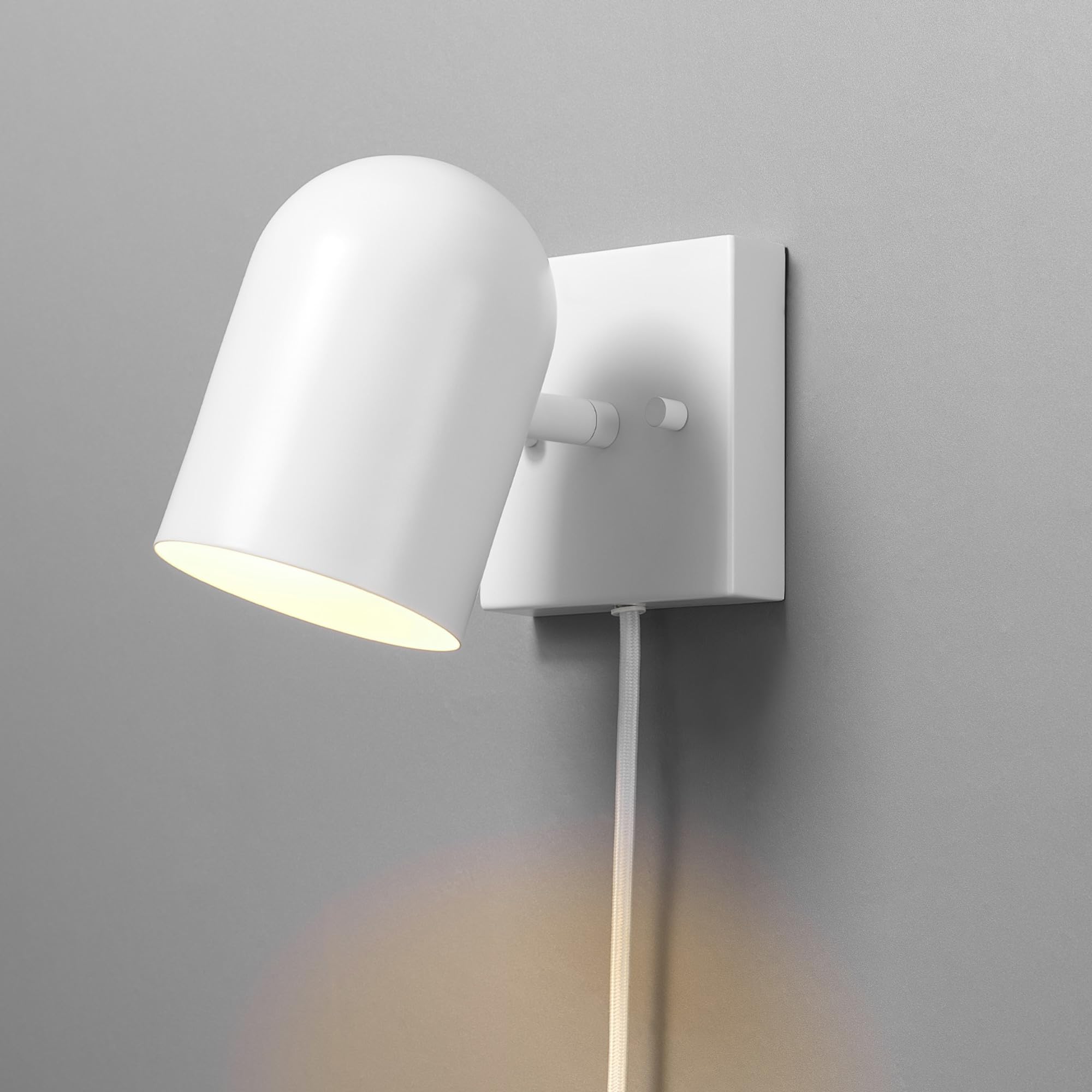 GLOBE Electric 1-Light Wall Sconce, Matte White, Metal, 65000146, Plug-in/Hardwire, 6ft Cord, In-Line Rocker Switch