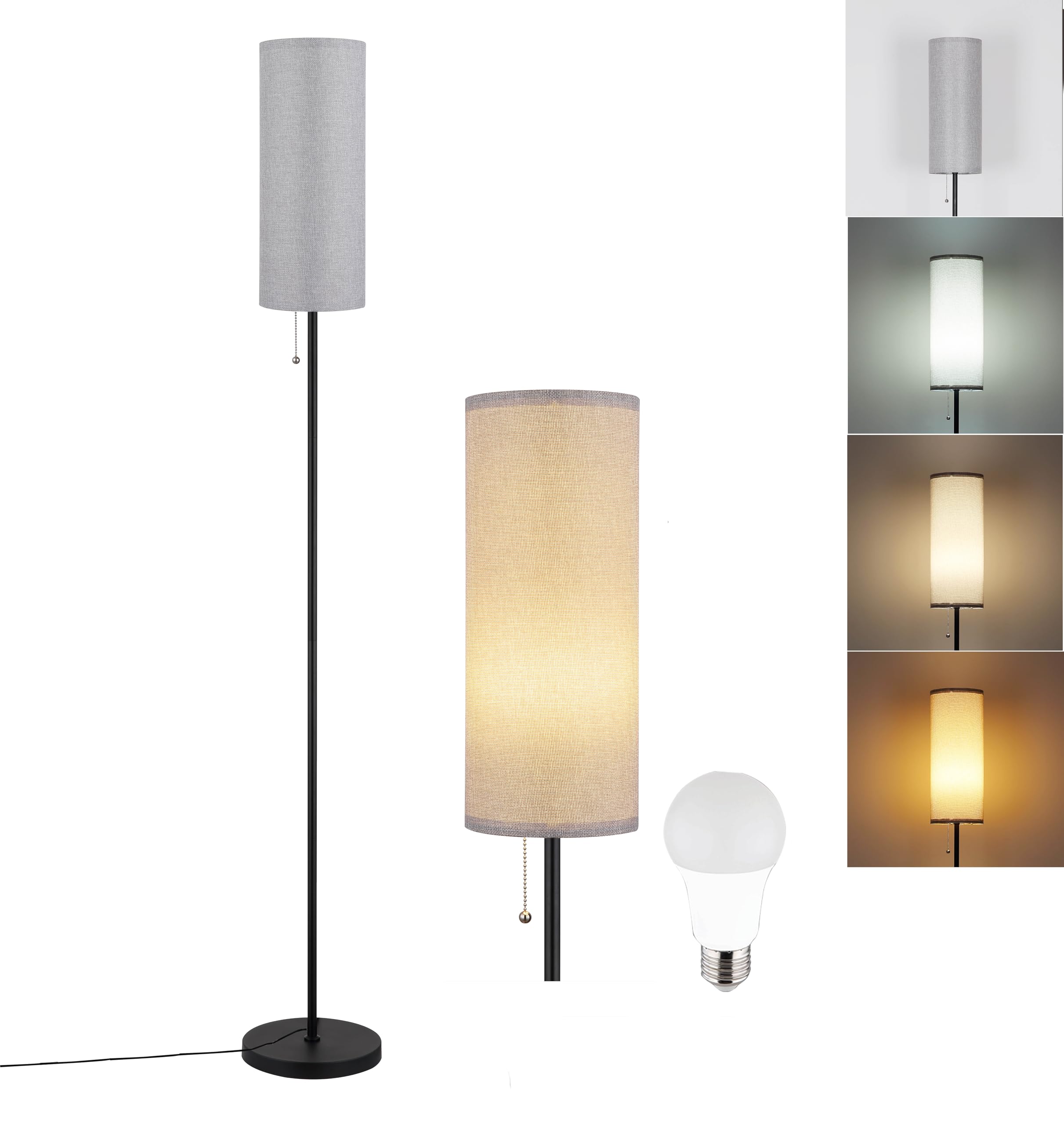Floor Lamp for Living Room, Modern Standing Lamps with Lampshade, Minimalist Tall Lamp with Chain Switch for Living Room, LED Bu