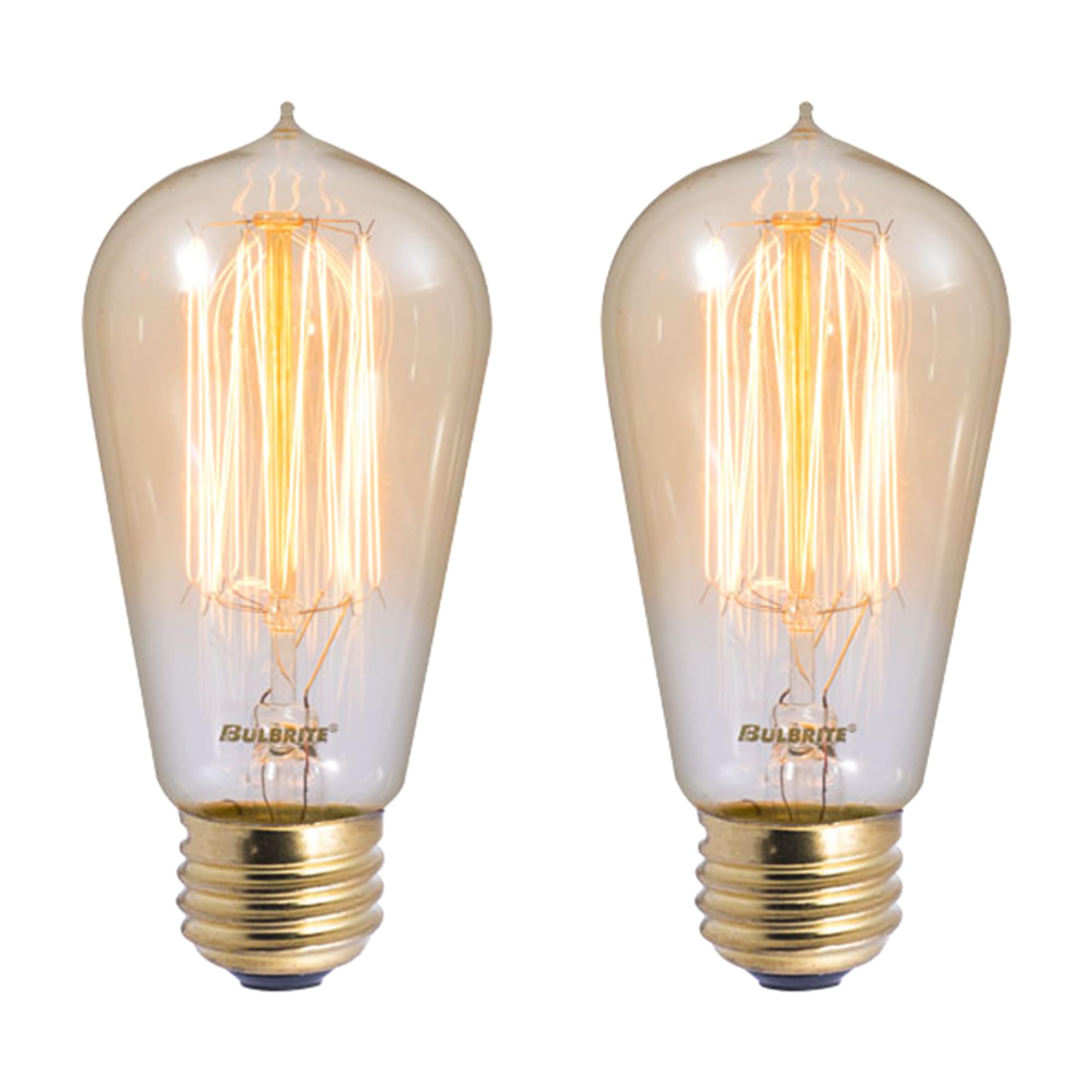 Bulbrite 136019 Pack of (2) 60 Watt Antique Clear Dimmable ST18 Shaped Medium (E, Antique Clear