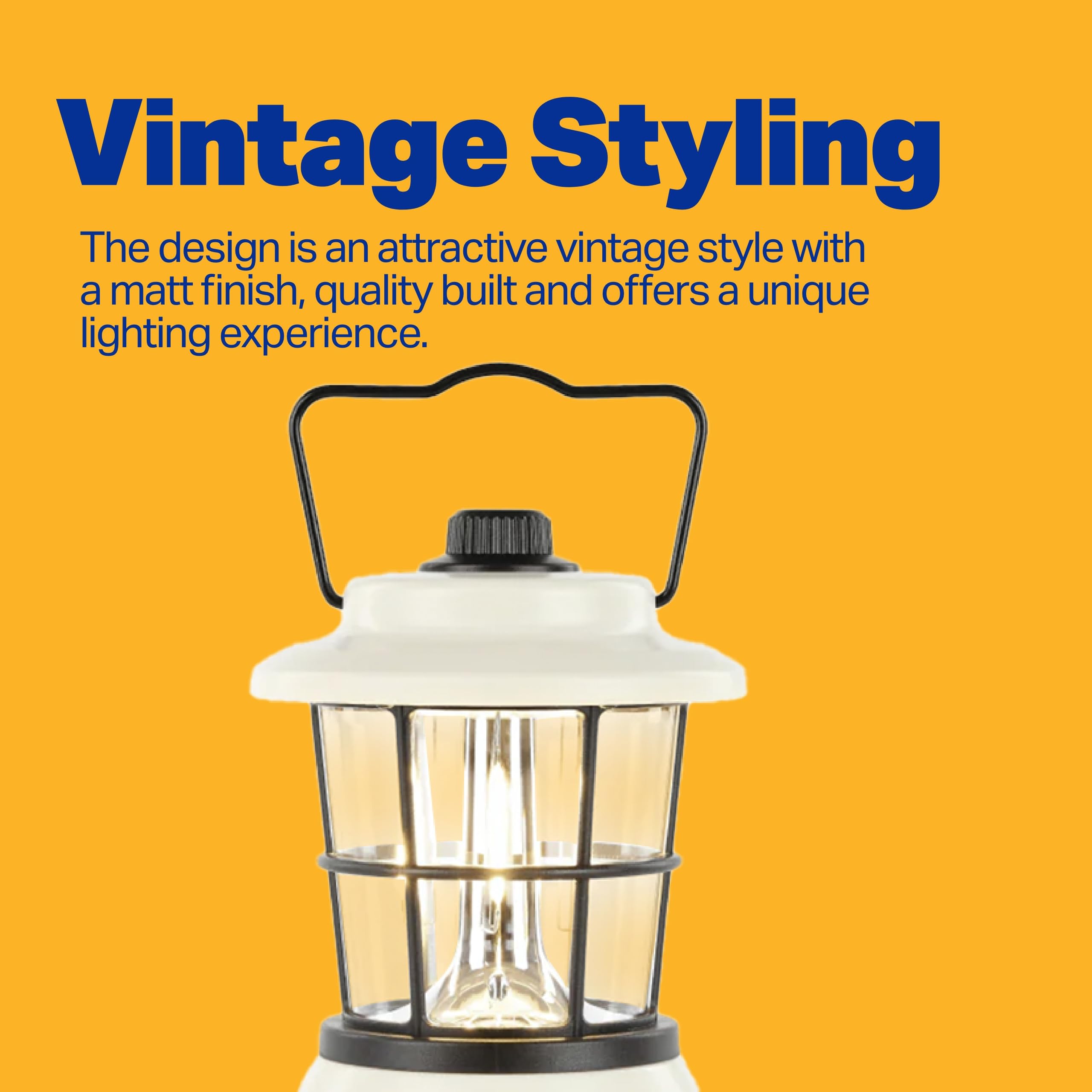 LUXPRO LP1535 Retro LED Lantern, 265 Lumen, Battery-Powered, Beige, 1-Pack, Metal