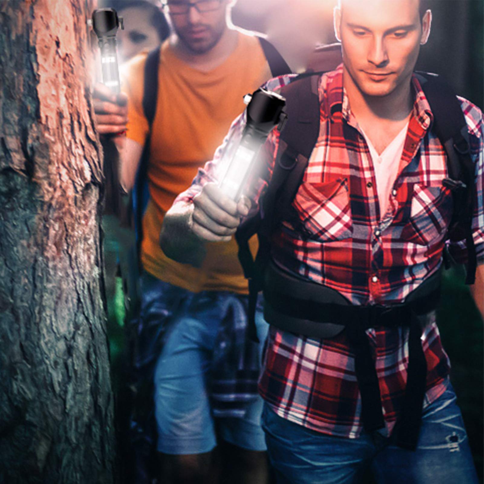 Delxo Patriot Flashlight, Handheld Solar Powered Tactical Flashlights Cell Phone Charger, USB Rechargeable Waterproof Car LED Fl