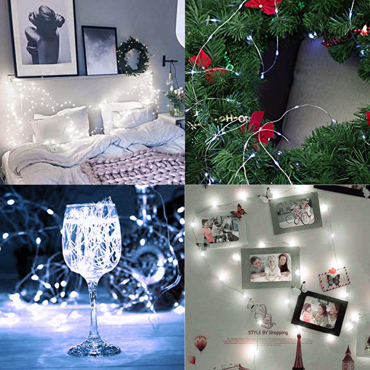 Decute Fairy String Lights 300LED Silver Wire 99FT Remote Cool White RKP-UL120500DP-2 for Christmas Wedding Party Decor