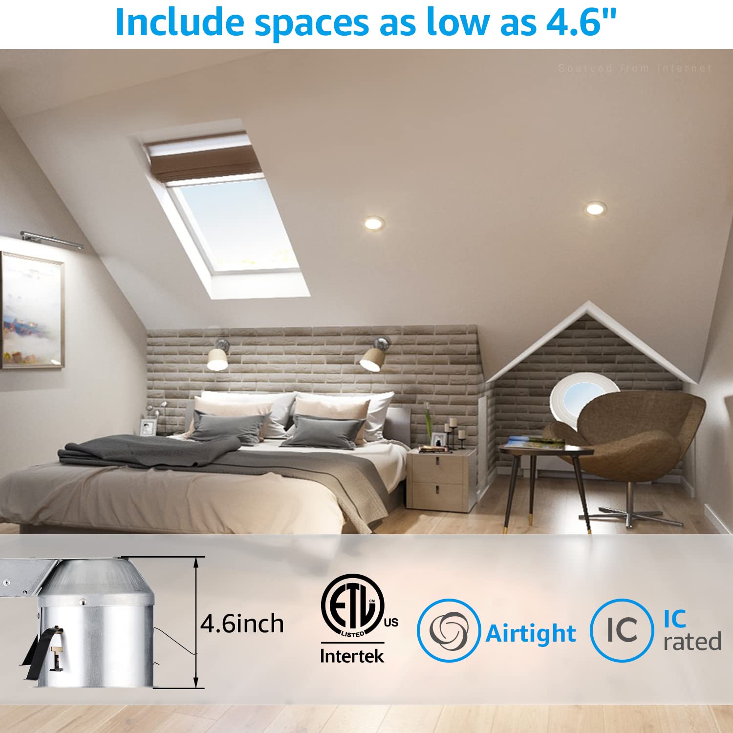 TORCHSTAR 8-Pack 4" Shallow IC Rated Recessed Lighting Housing, Max 15W, ETL Listed, Damp Location, Model 89475