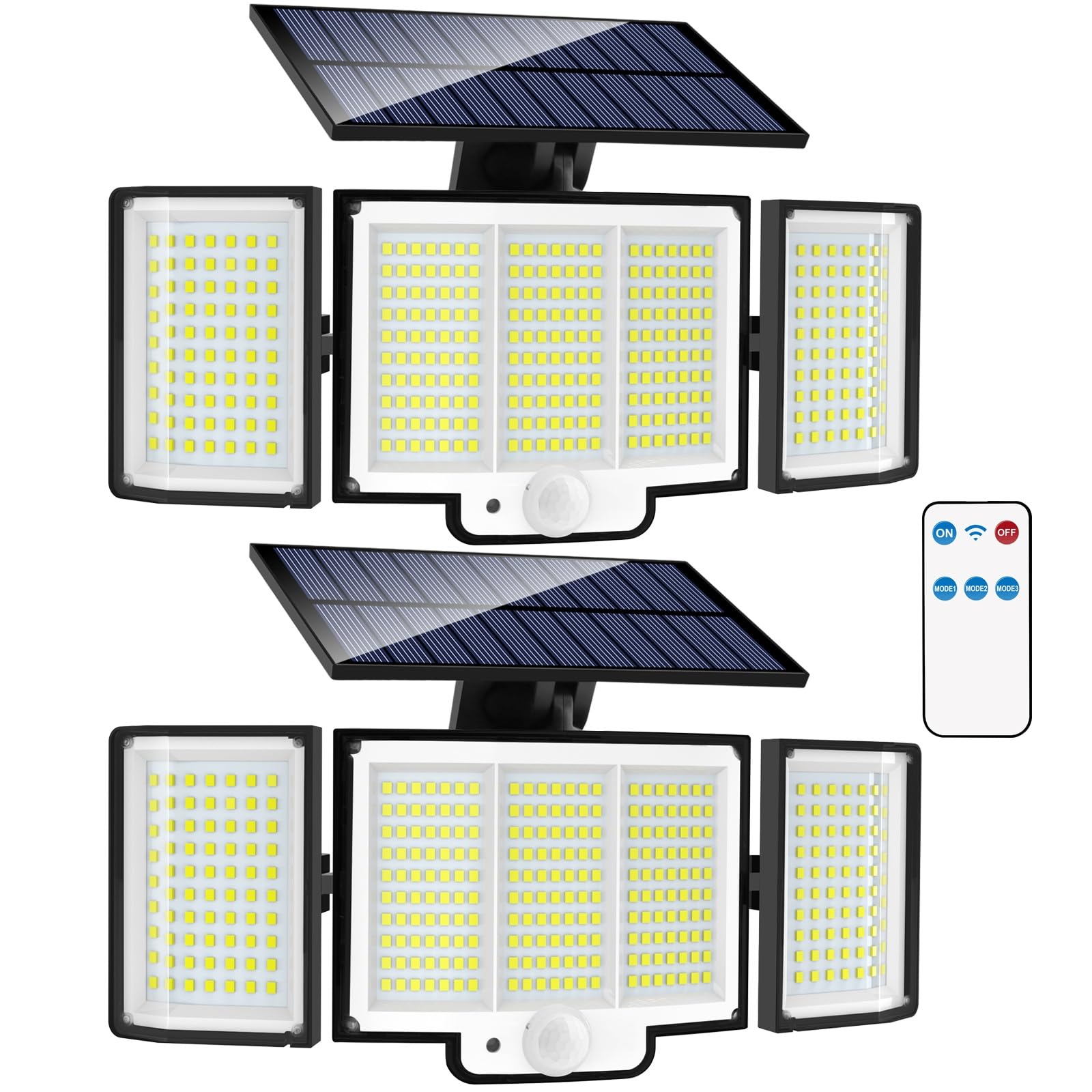 Yoyonacy 2500 Lumen Solar Motion Lights Outdoor, 3 Heads, Waterproof Security Flood Lights