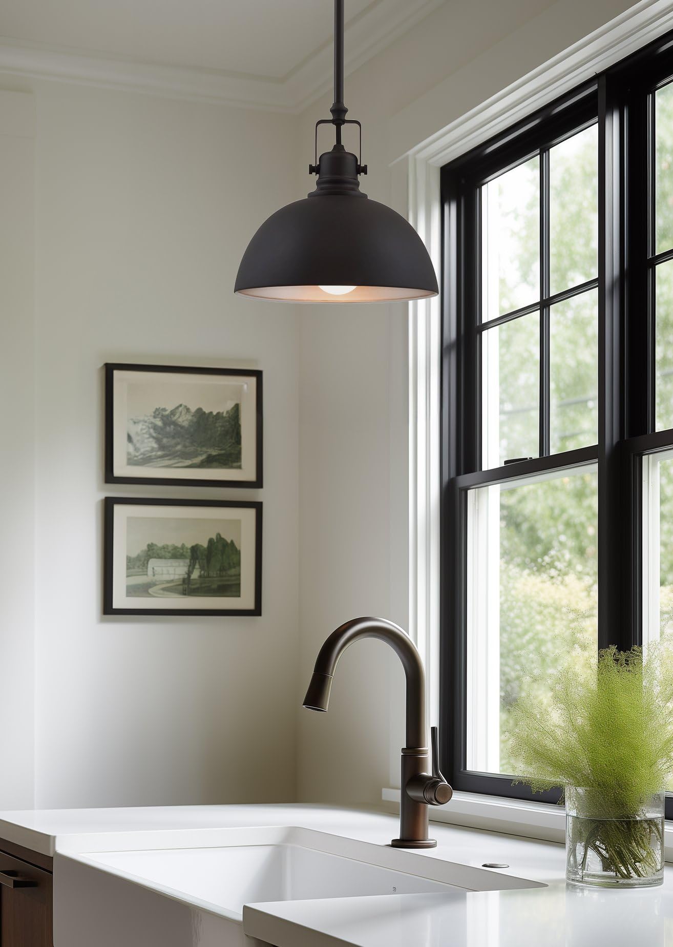Kira Home Belle 9'' Contemporary Industrial Pendant Light, Adjustable Length + Shade Swivel Joint, Oil-Rubbed Bronze Finish