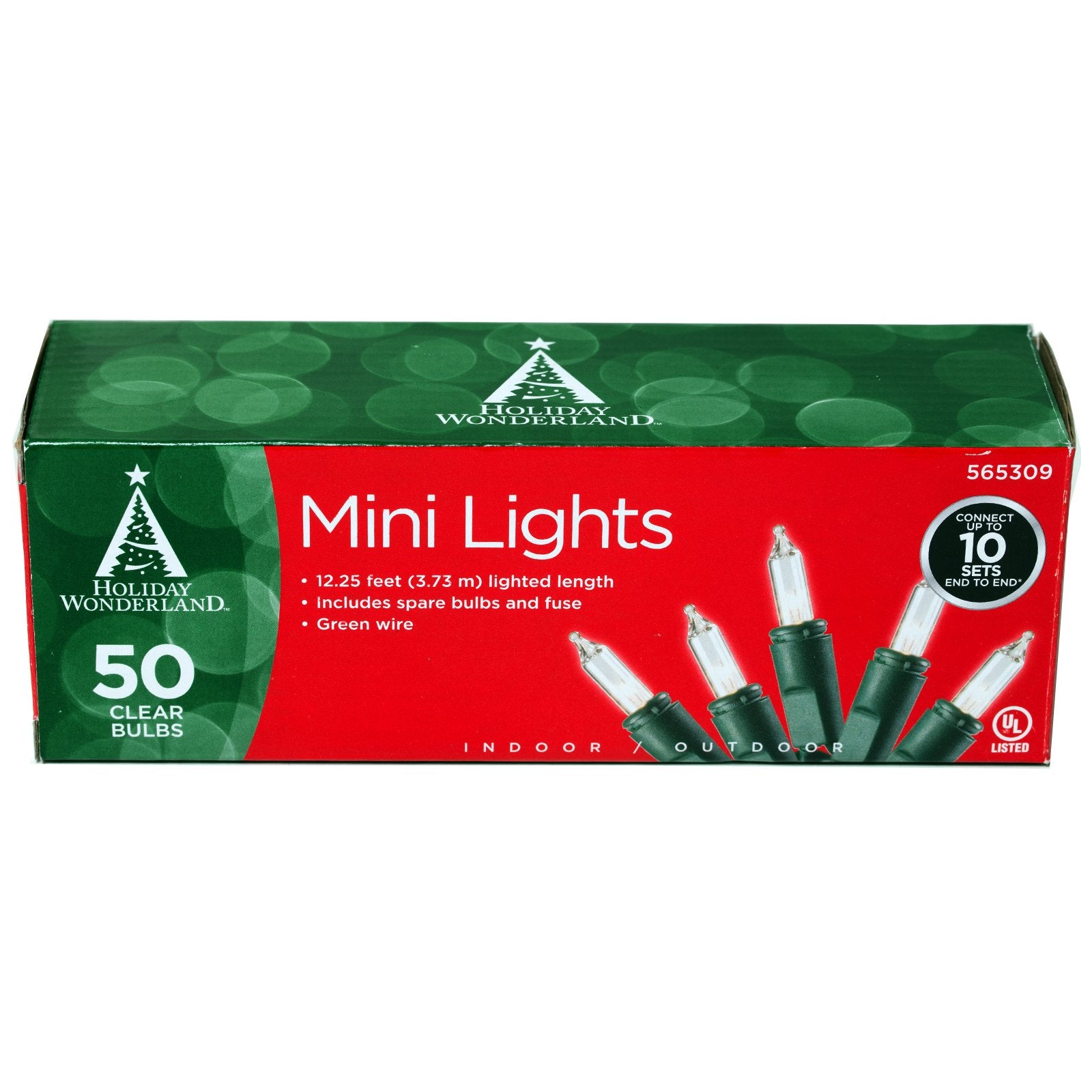 NOMA 50-Count Clear Christmas Light Set, Plastic, Model 4050-88, Green Wire, Clear Bulbs